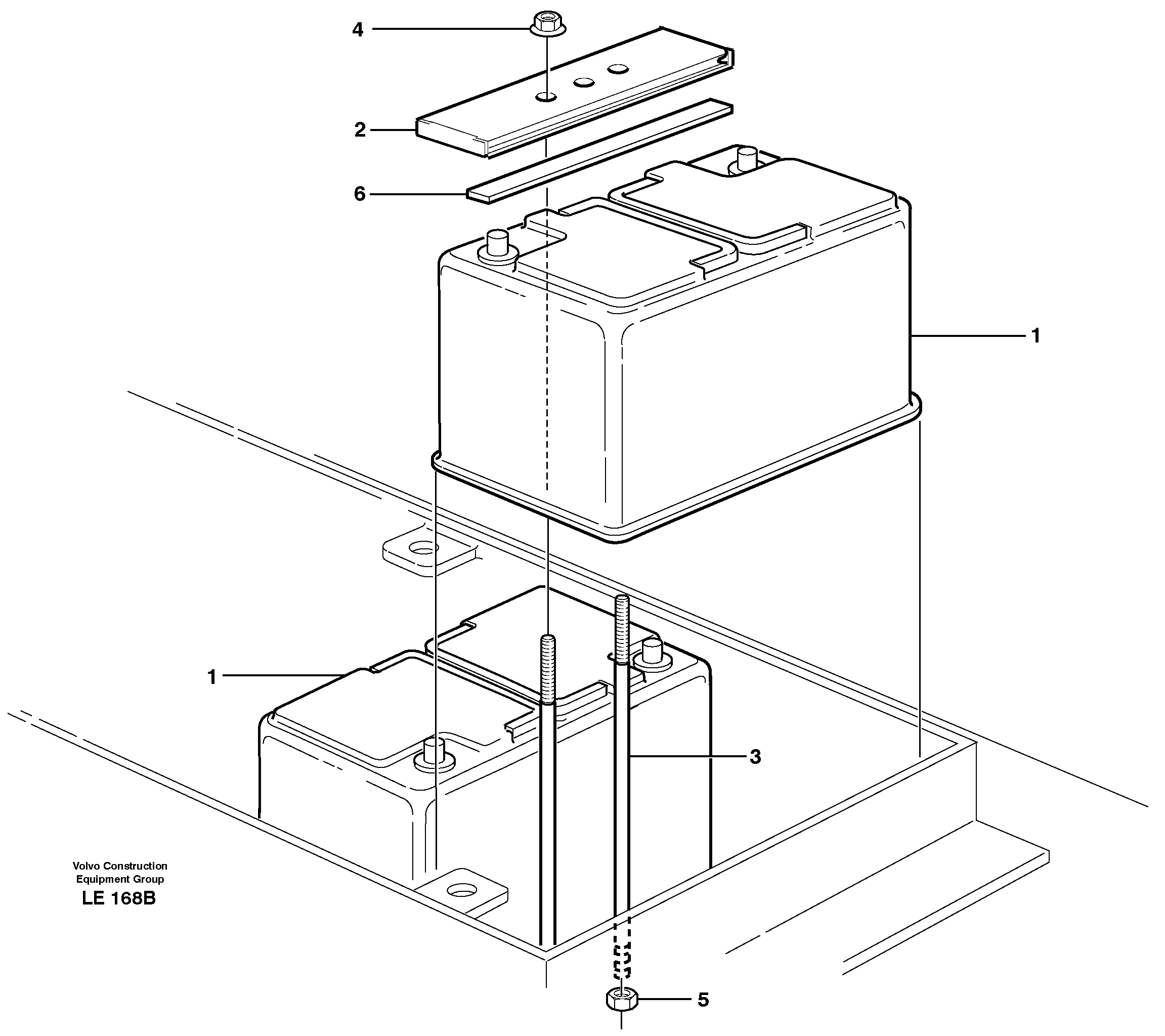 Battery with assembling details — volvo parts diagram