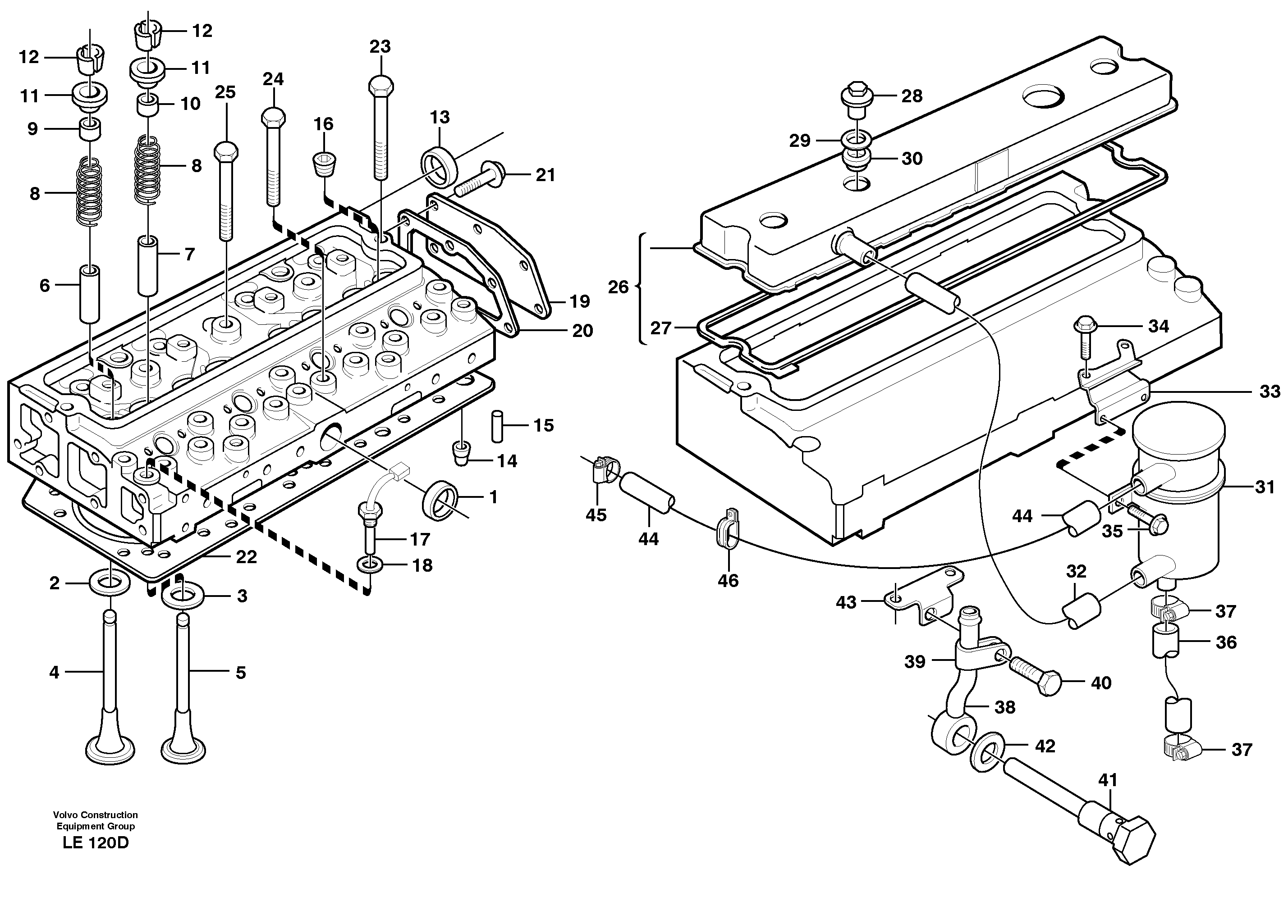 Cylinder head  TD 40GHE — volvo parts diagram