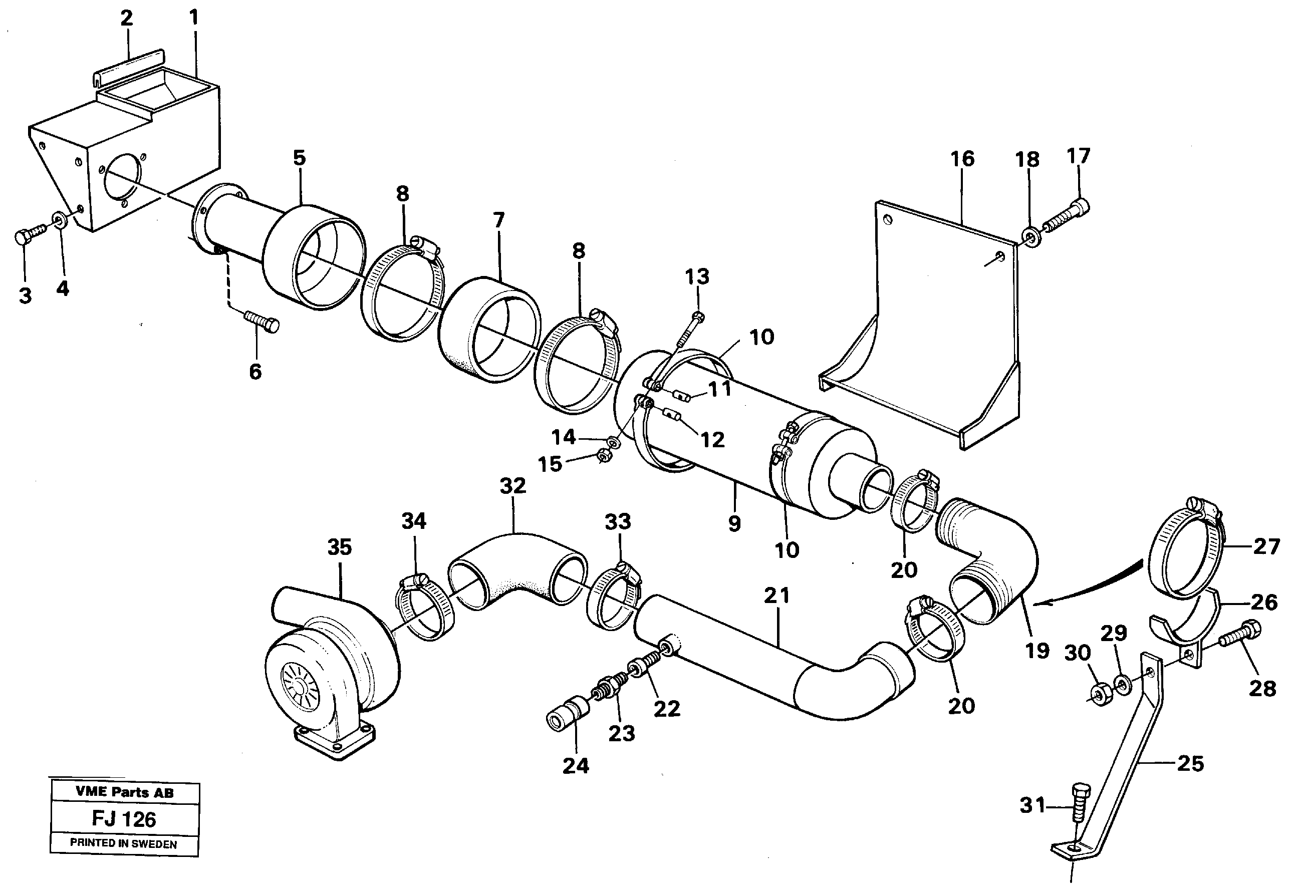 Inlet system  TD 61 GE — volvo parts diagram