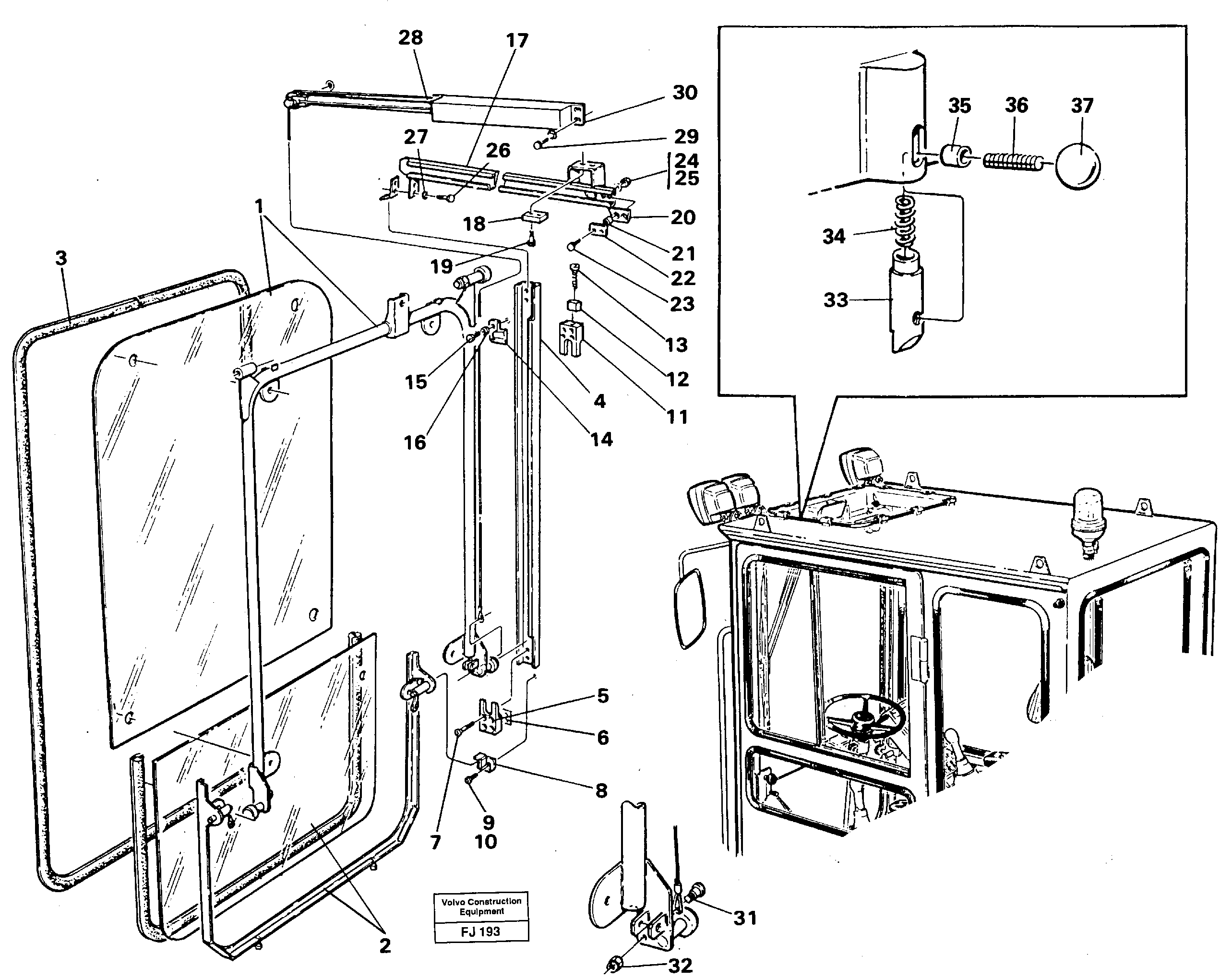Front window Lifting device — volvo parts diagram