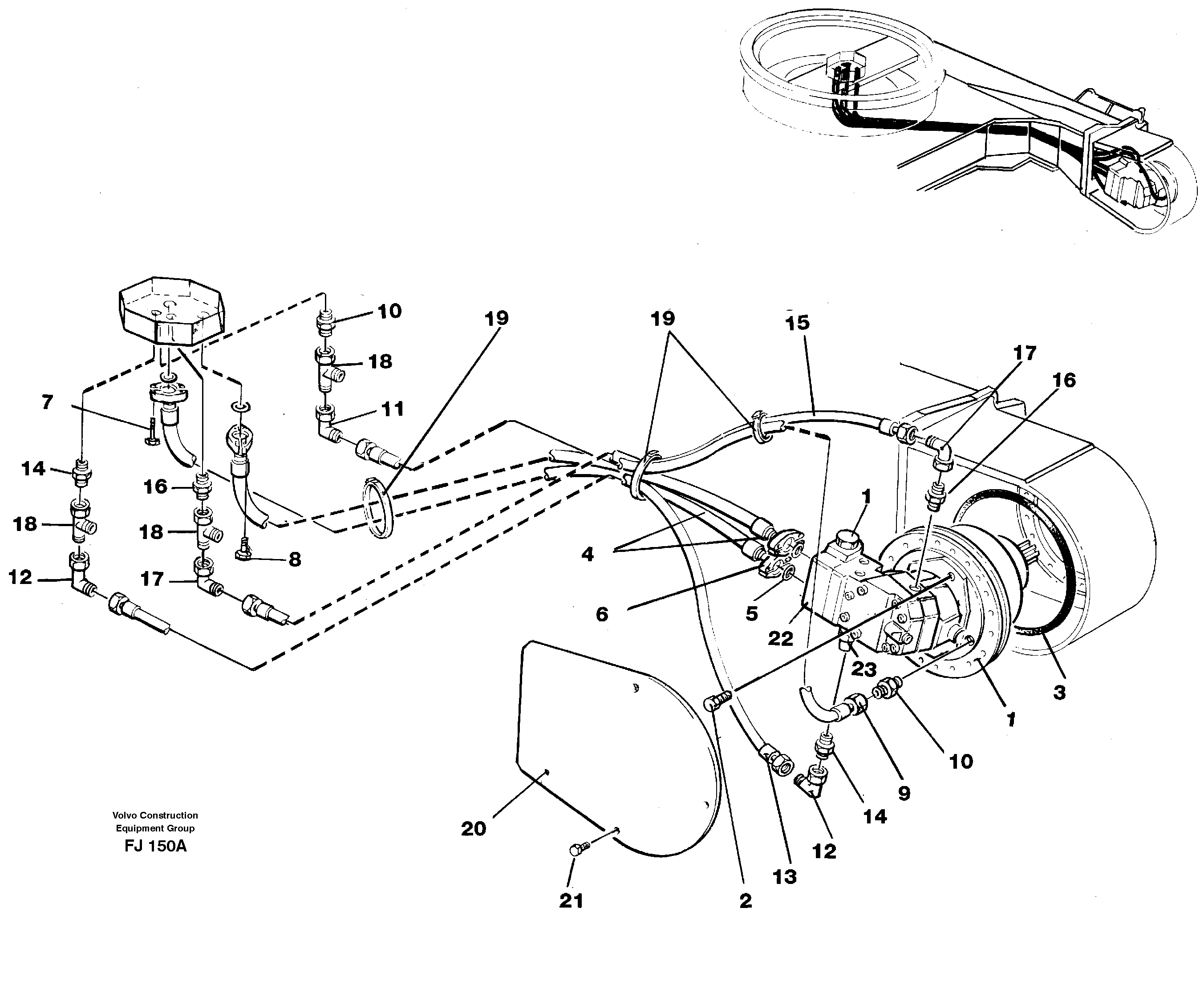 Hydraulic system, transport in undercarrige — volvo parts diagram