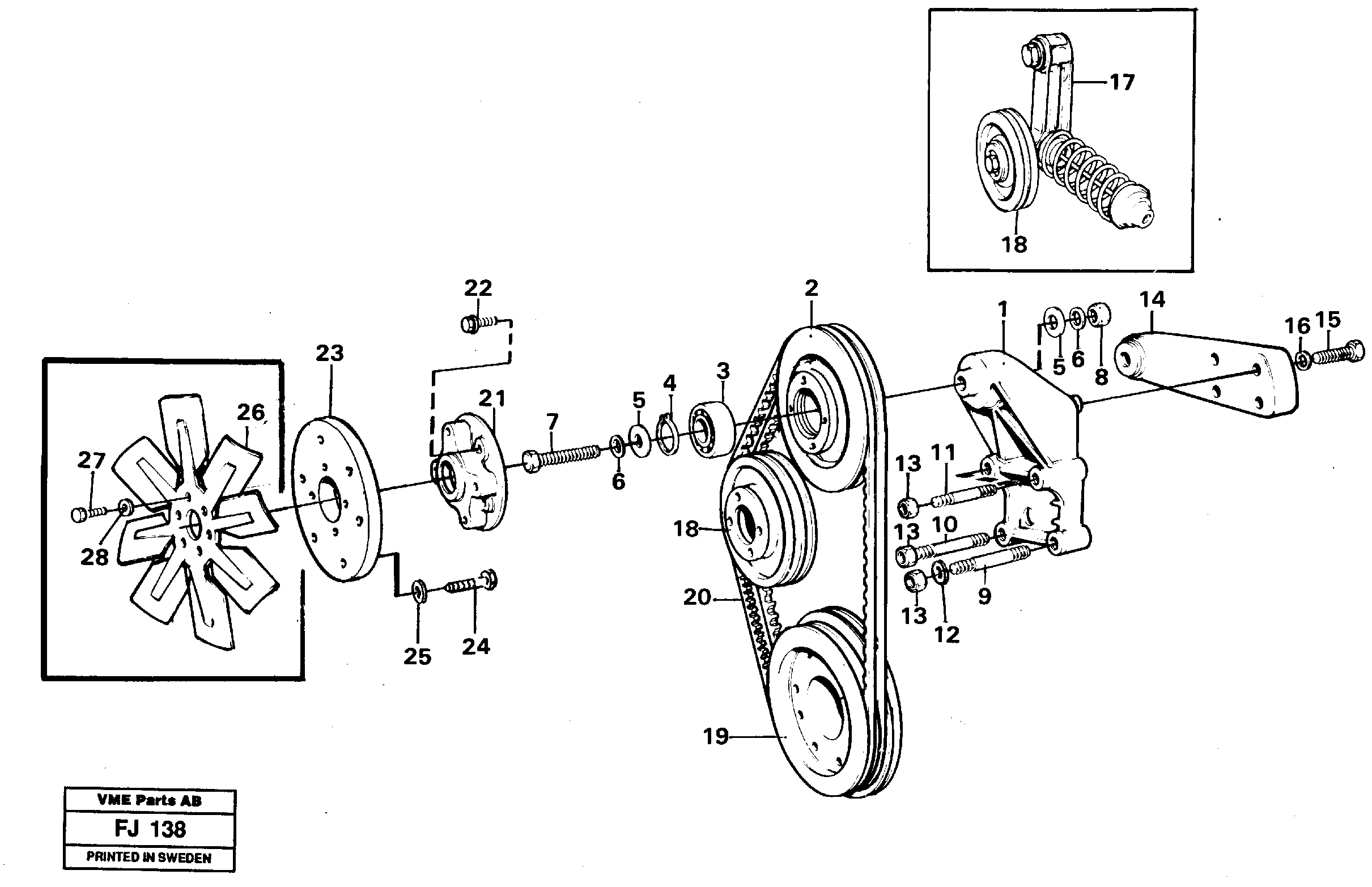 Fan and installation components  TD 61 GE — volvo parts diagram