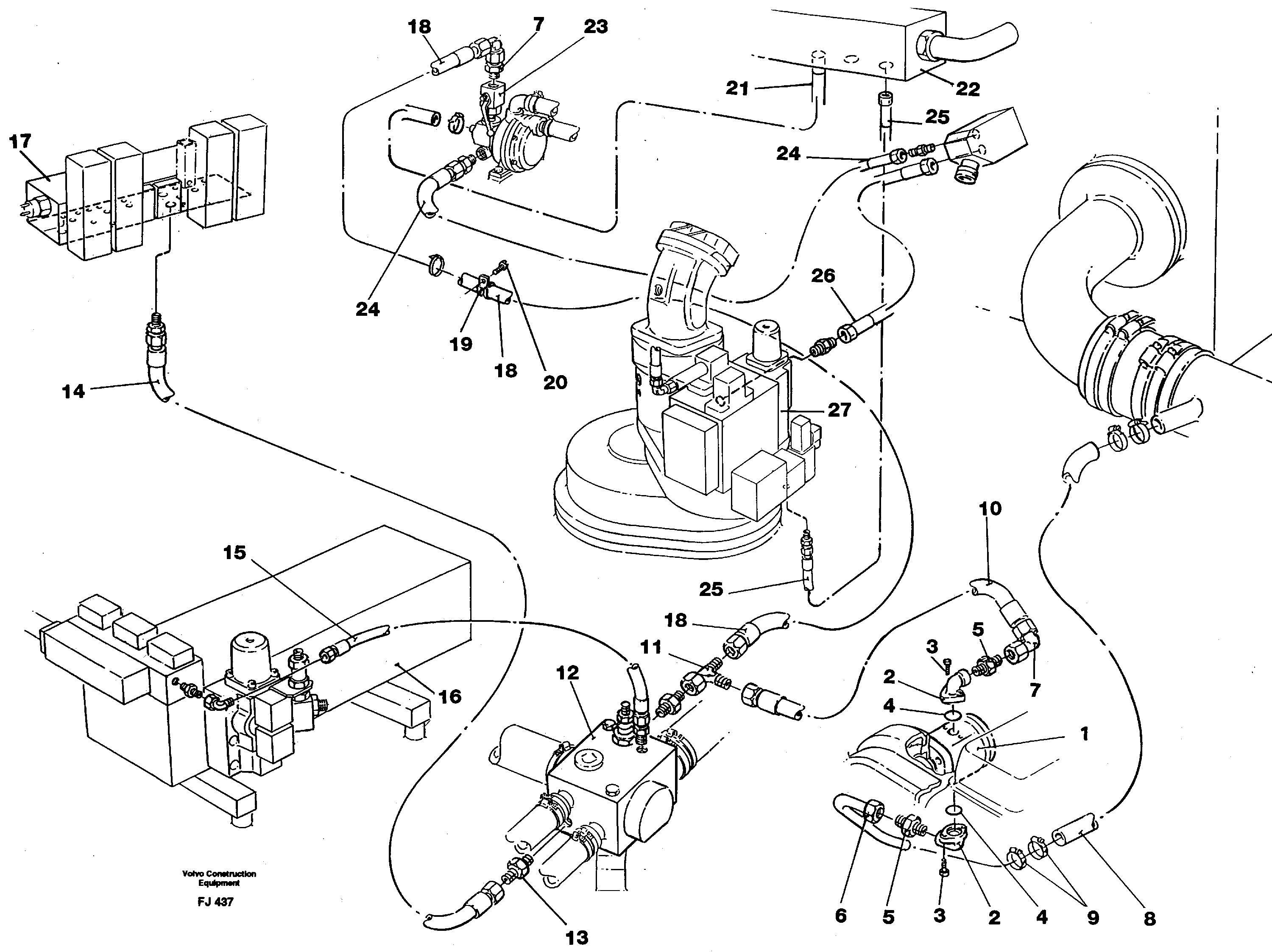 Hydraulic line, servo pump — volvo parts diagram