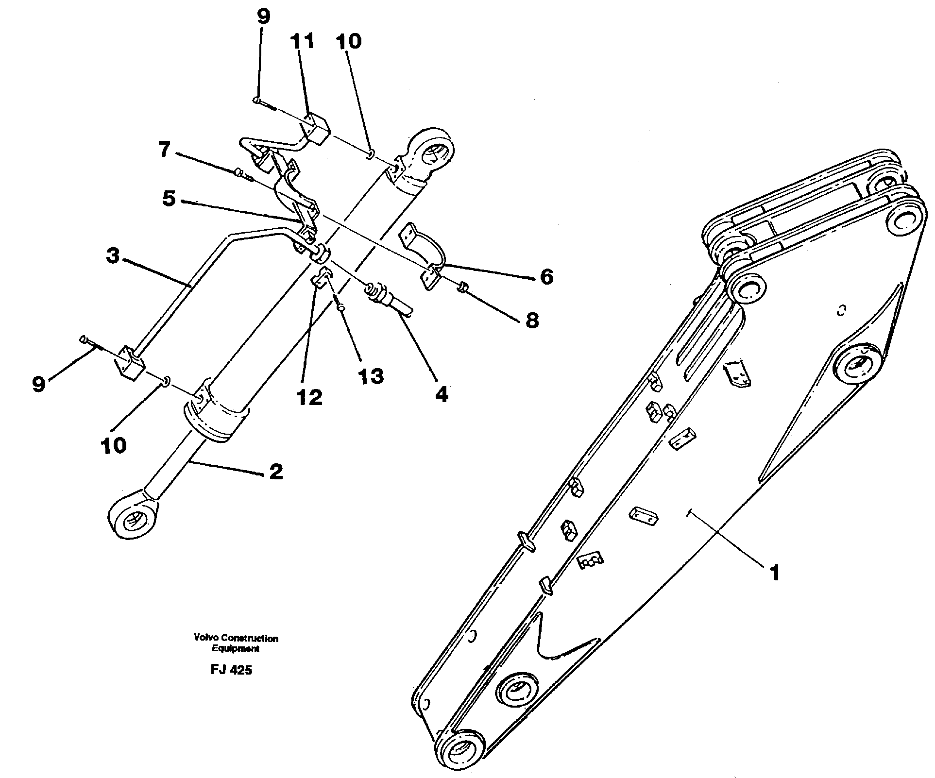 Hydraulic system, dipperarm  14255877 14255878 14255879 — volvo parts diagram
