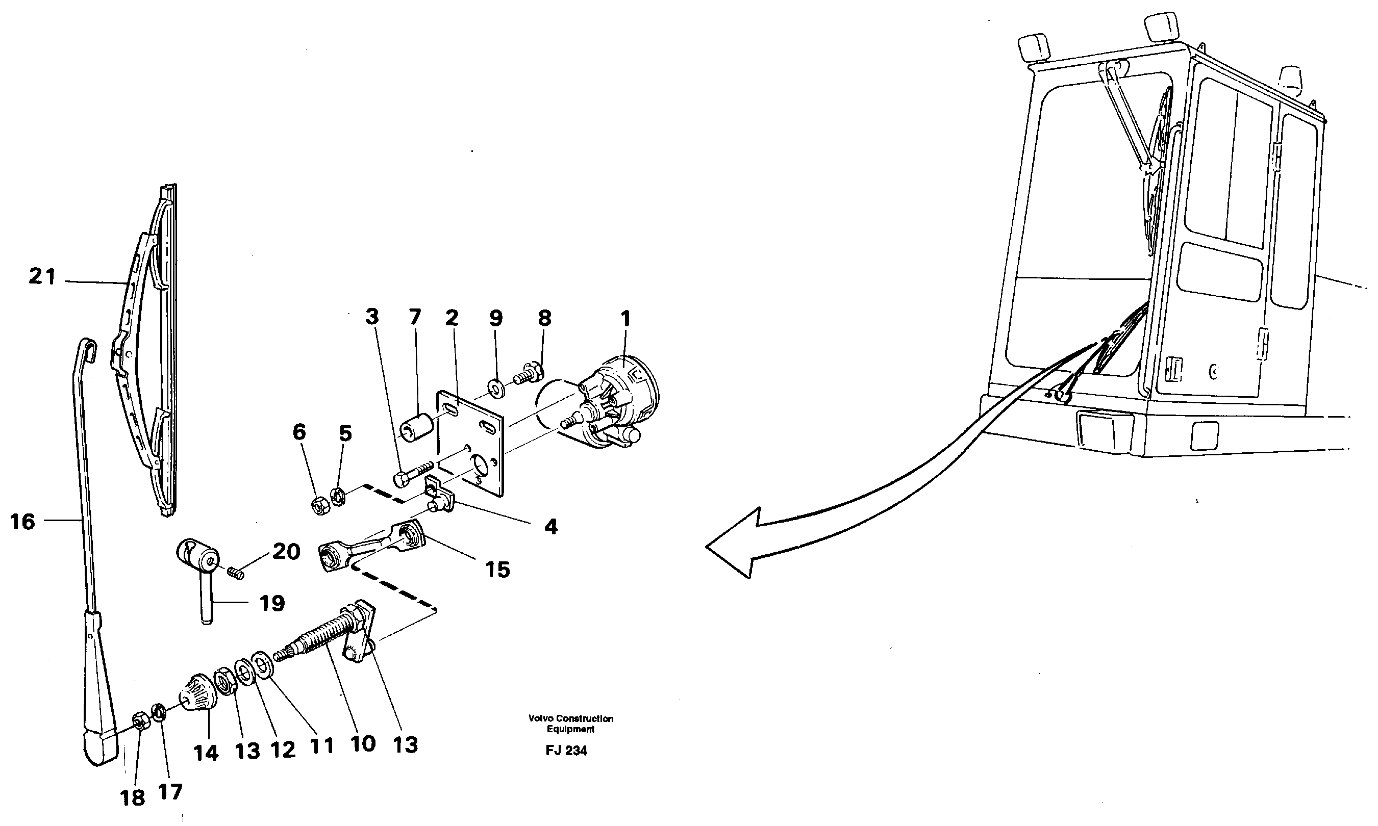 Windscreen wiper, lower — volvo parts diagram