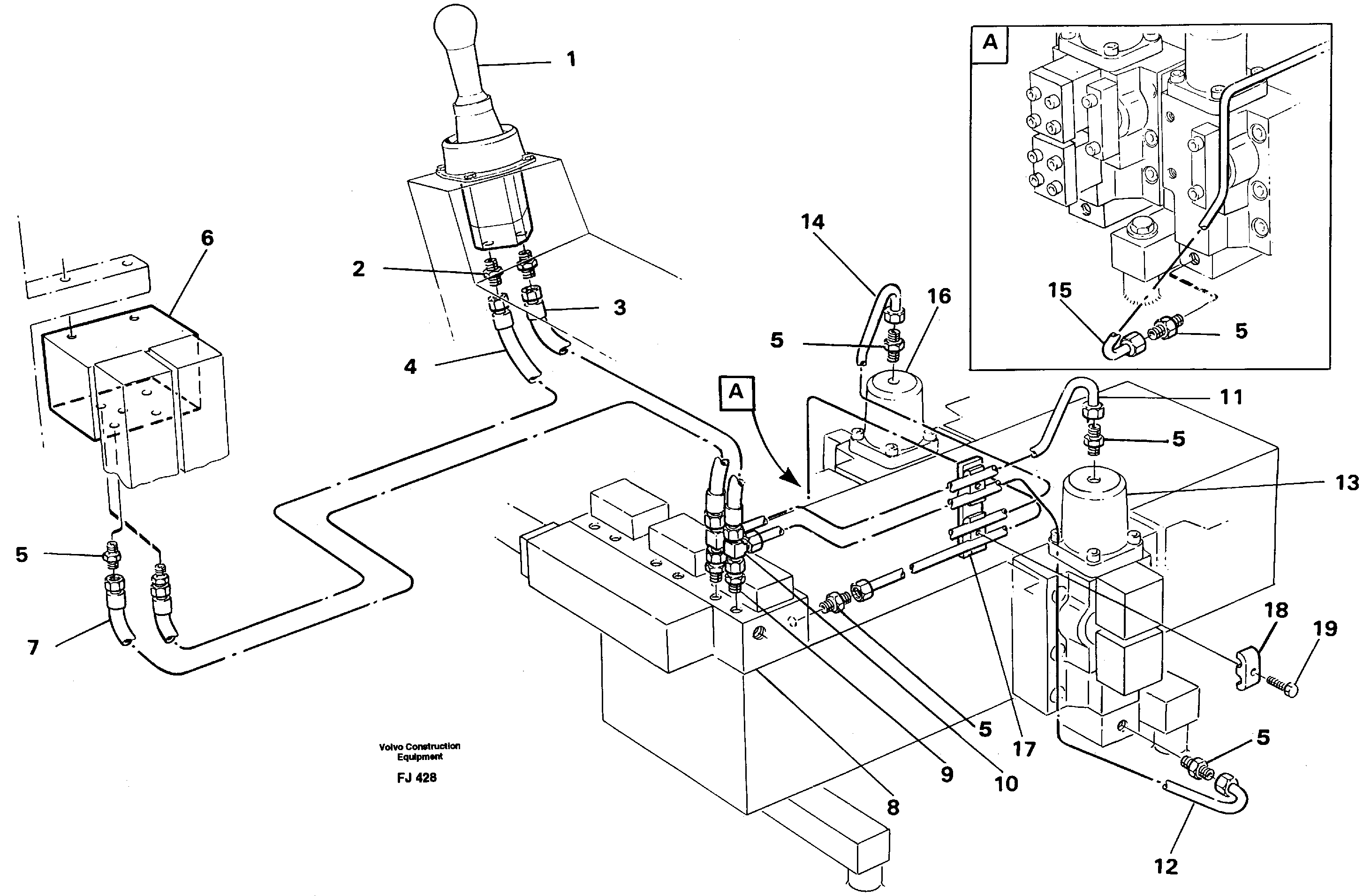Servo hydraulics, dipper arm — volvo parts diagram