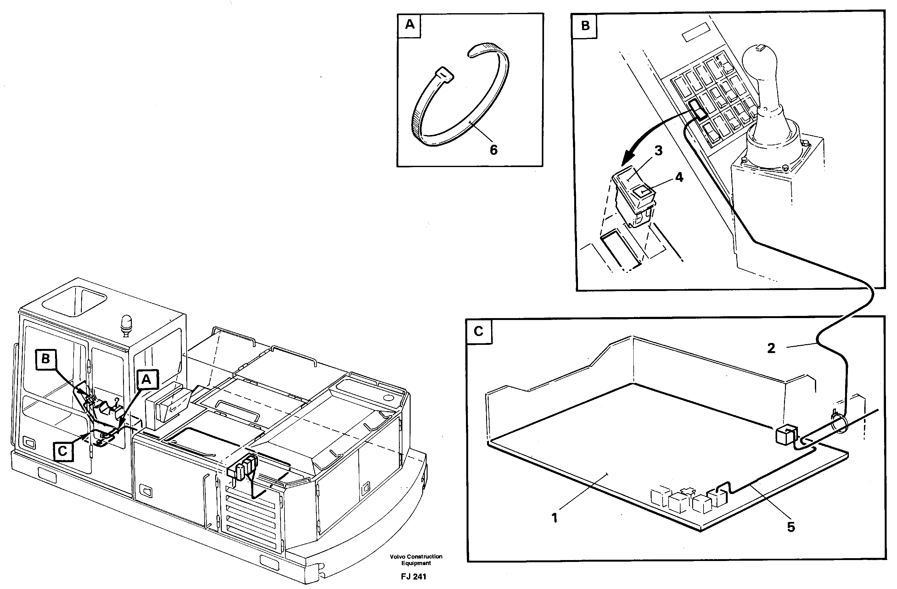 Electric installation of hammer/shears for mono- bloc boom  14260165,14265854 — volvo parts diagram
