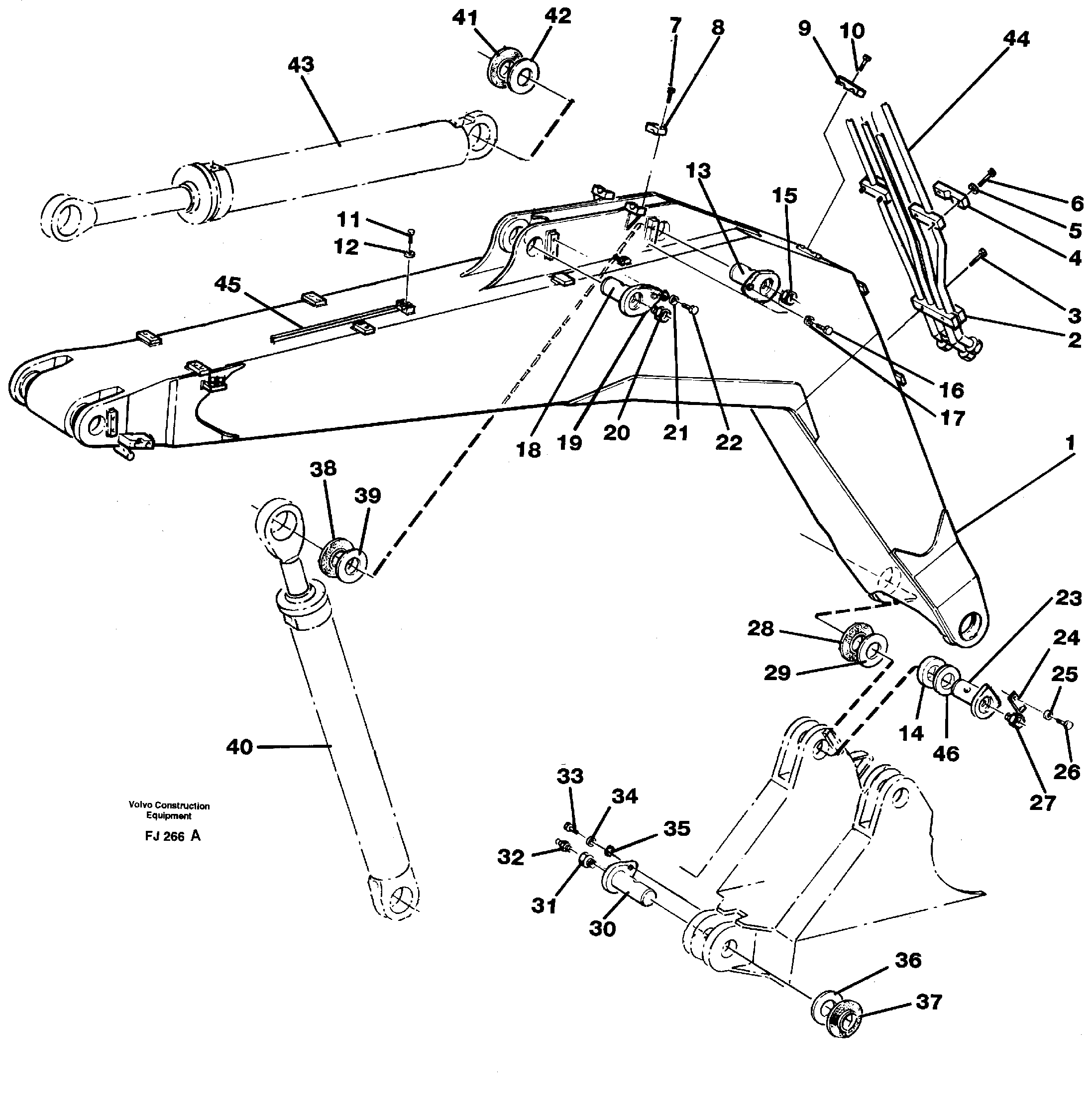 Backhoe boom 5.20m  14256368 — volvo parts diagram