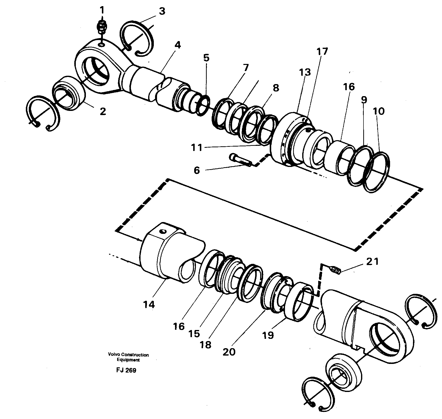 Boom cylinder, adjustable boom  14257308 — volvo parts diagram