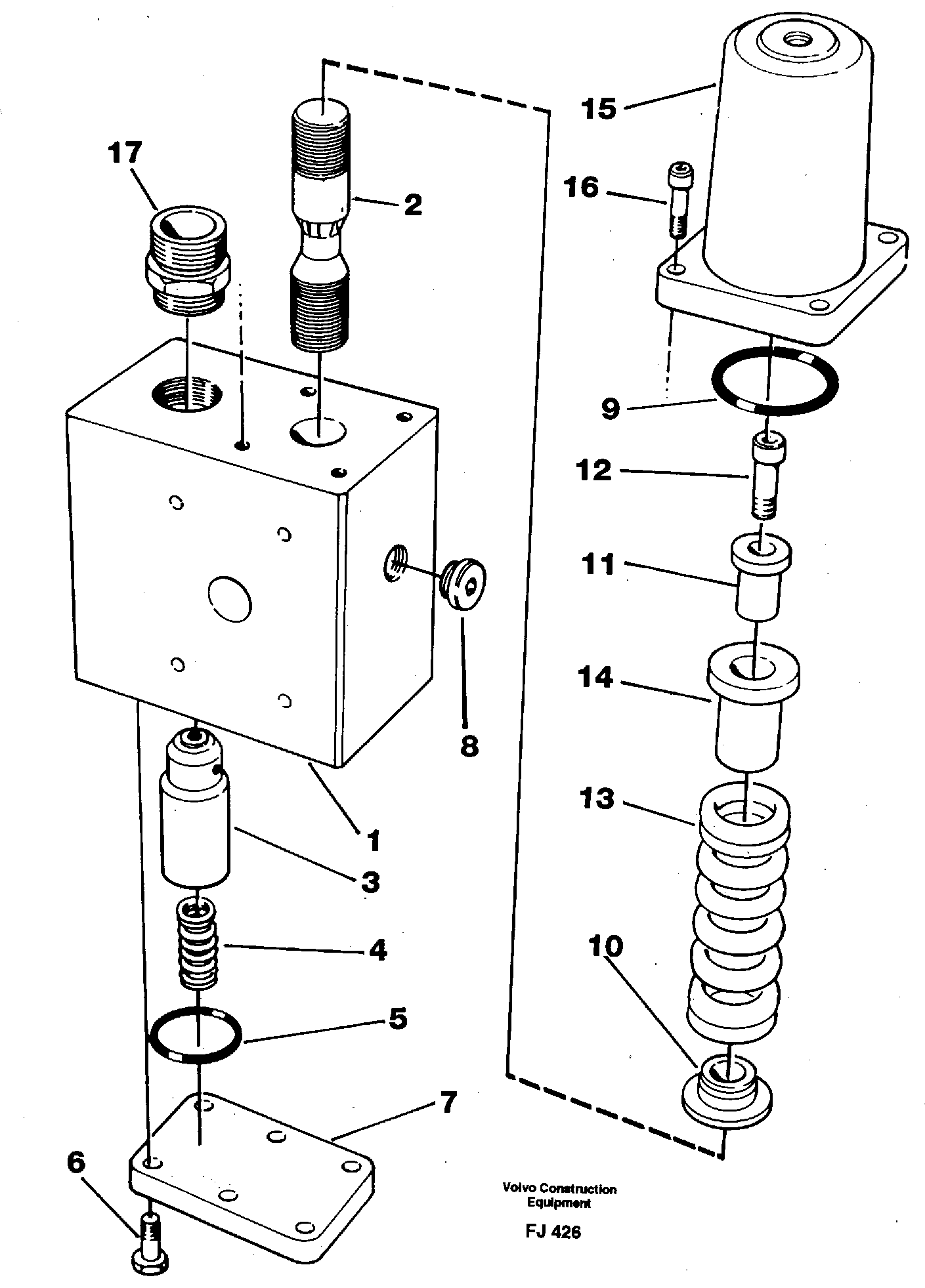 Hose rupture valve, boom cylinder — volvo parts diagram