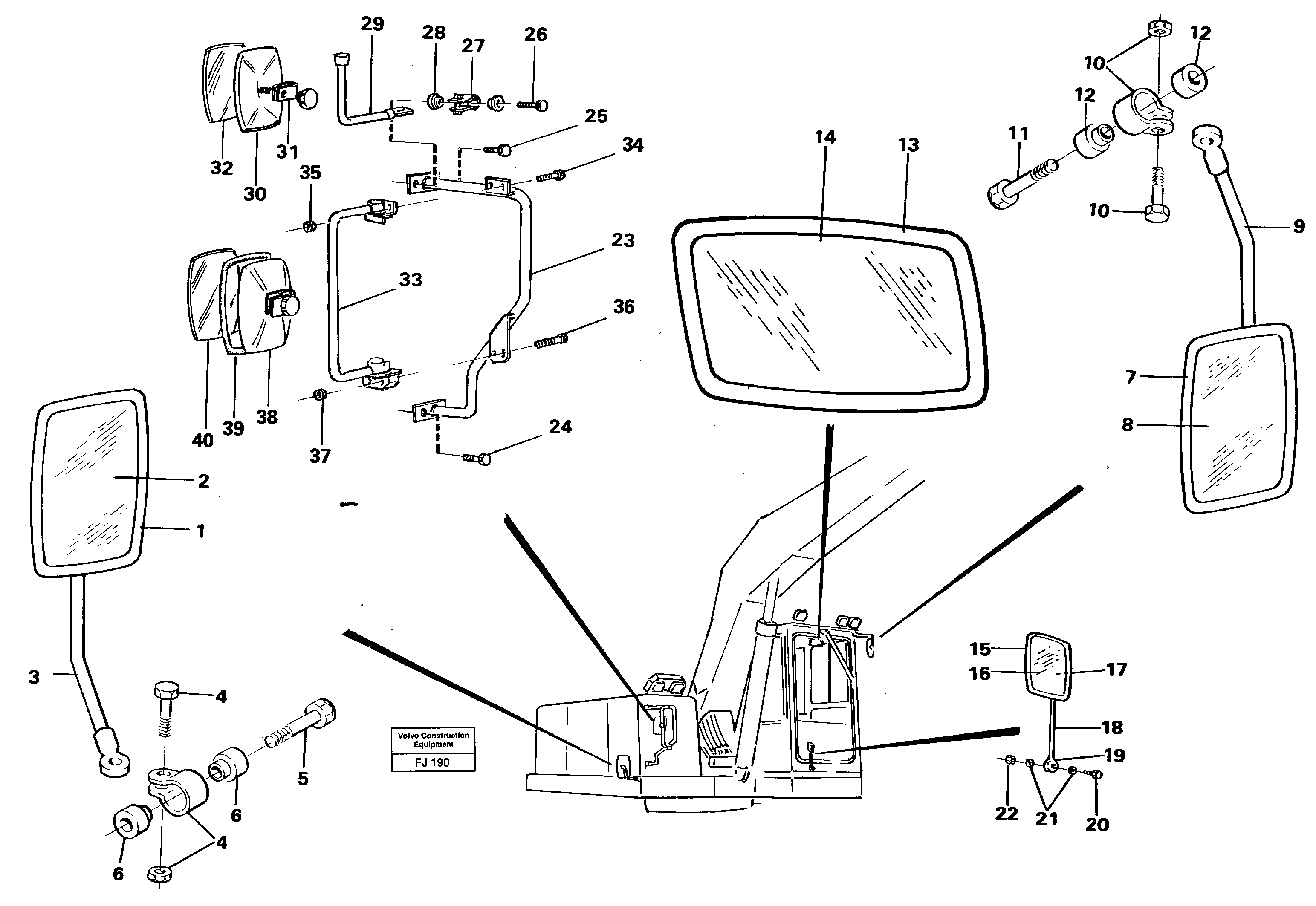 Rear view mirror — volvo parts diagram