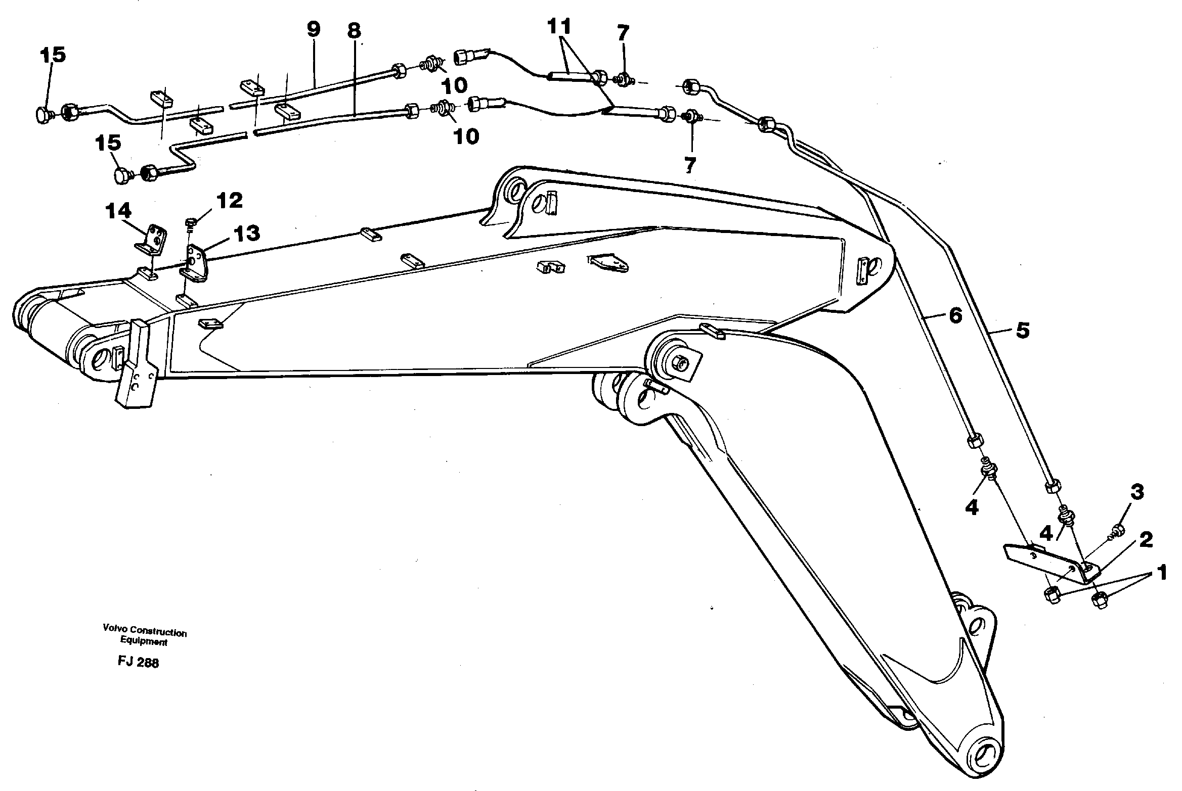 Slope bucket and grab equipment on adjustable boom  14256065 — volvo parts diagram