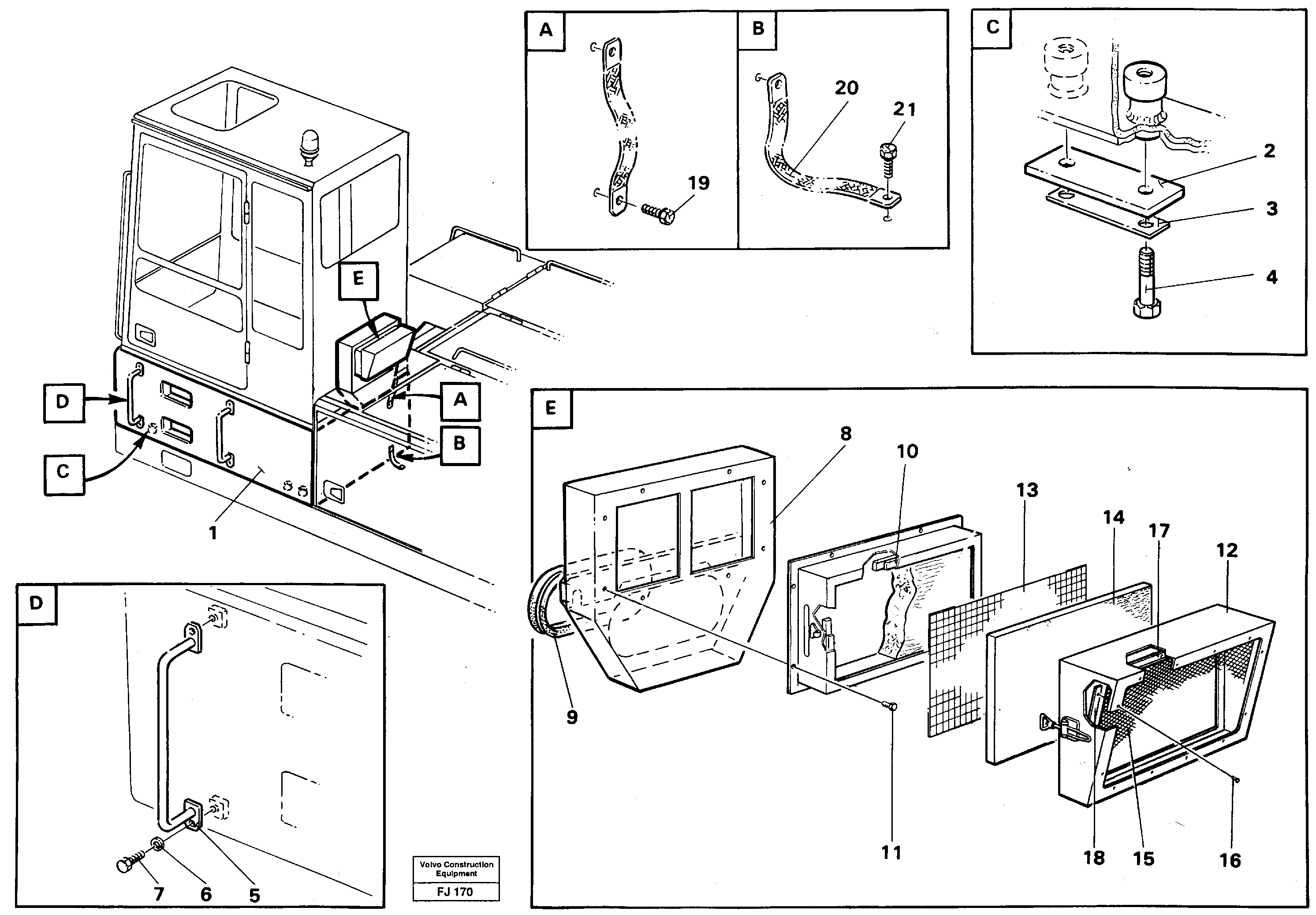 Cab elevation on superstructure, 600 mm  14346595 — volvo parts diagram