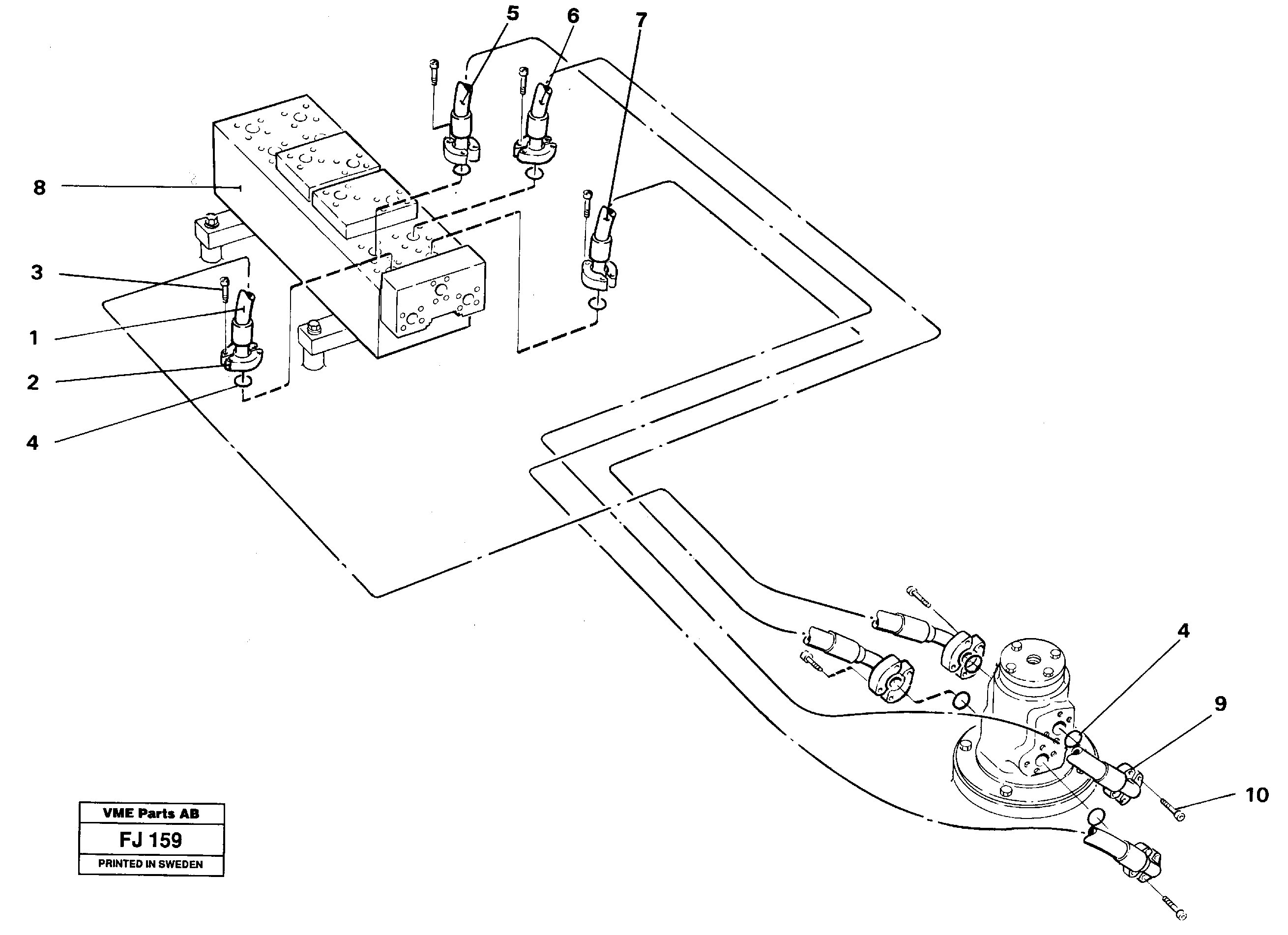 Hydraulic system, transport in uppercarrige — volvo parts diagram