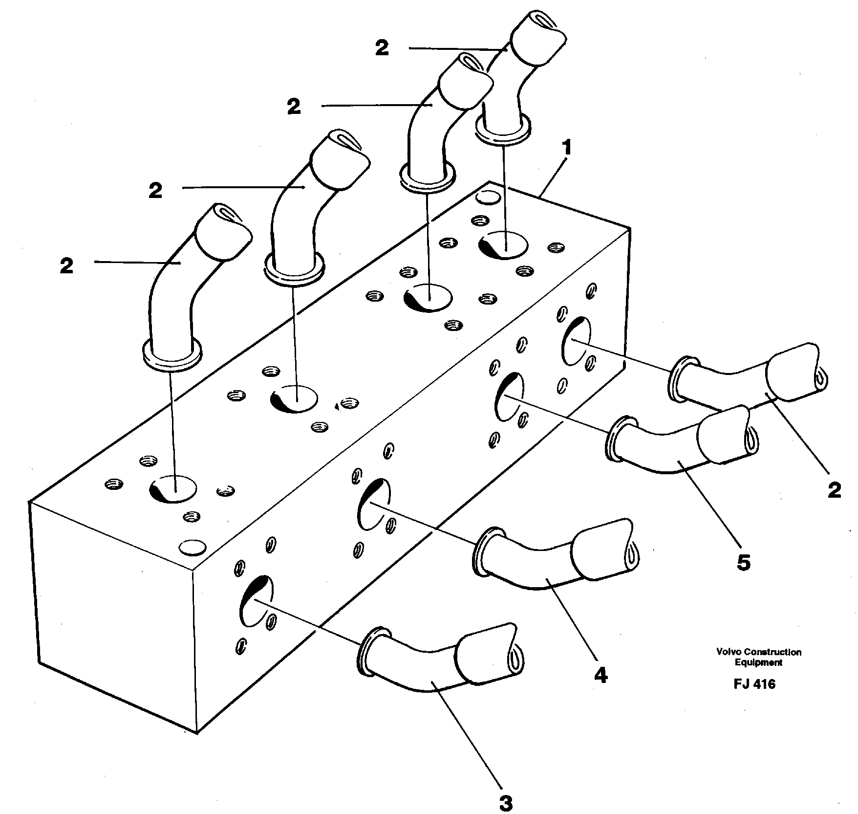 Connection block with hoses — volvo parts diagram