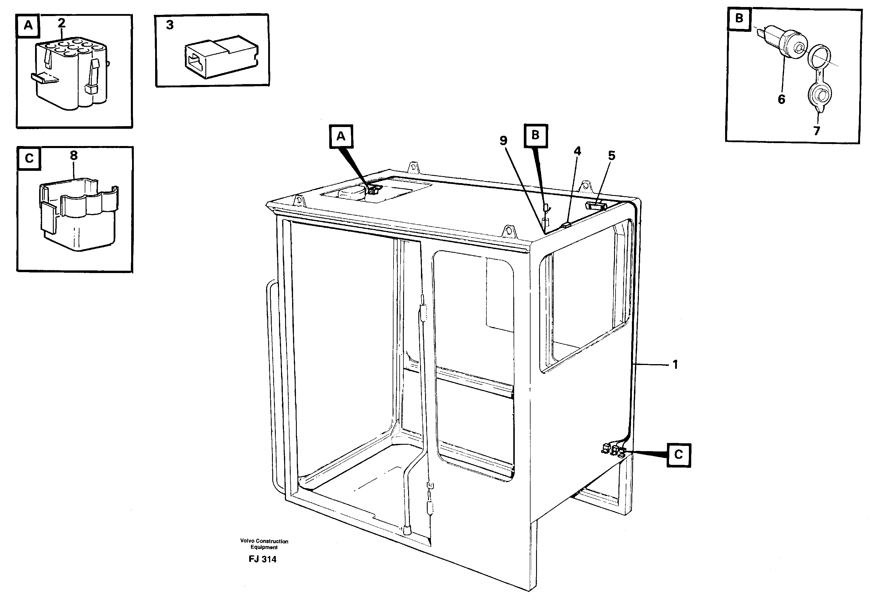 Cable harnesses, cab — volvo parts diagram