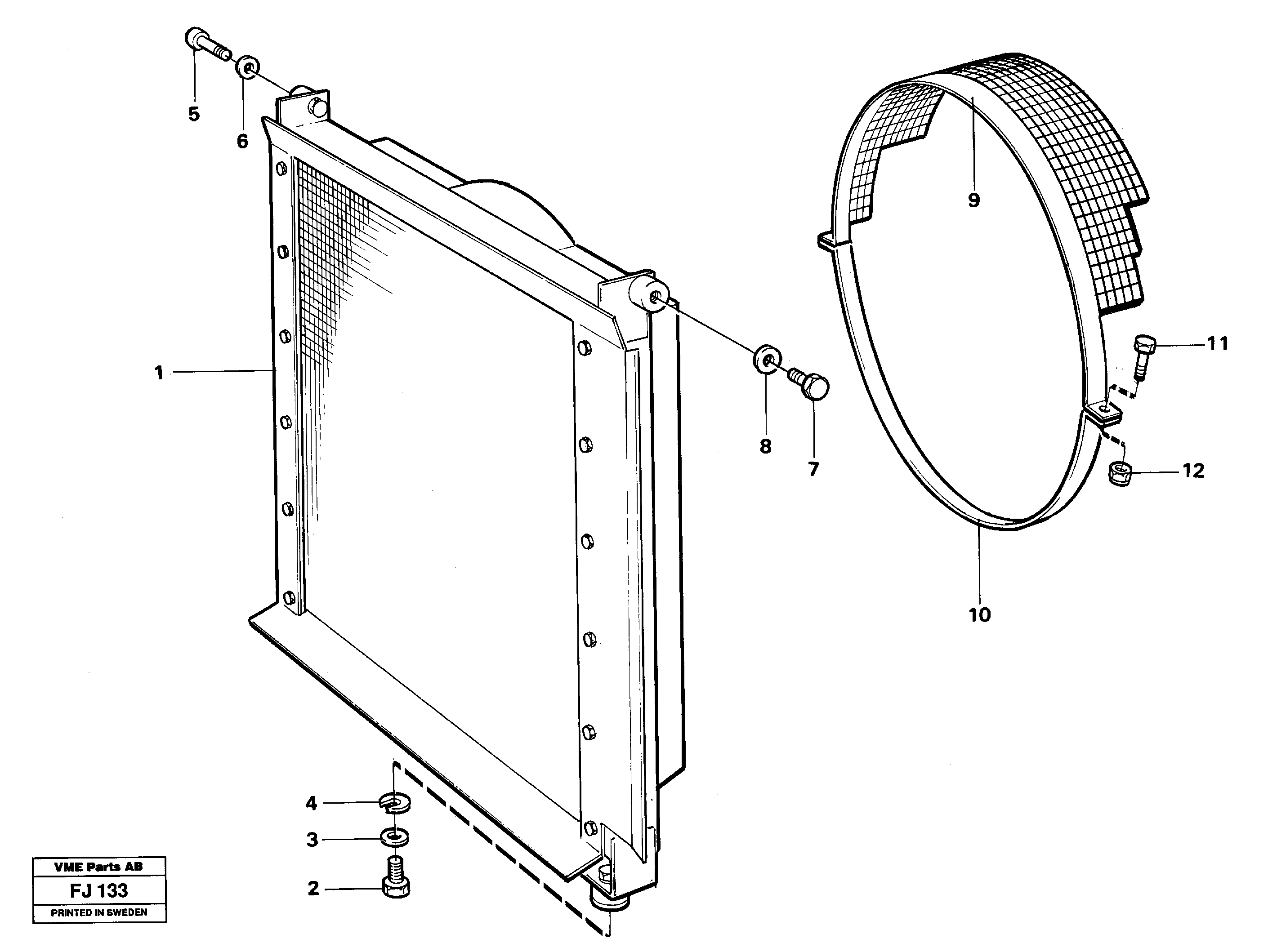 Radiator with fitting parts — volvo parts diagram