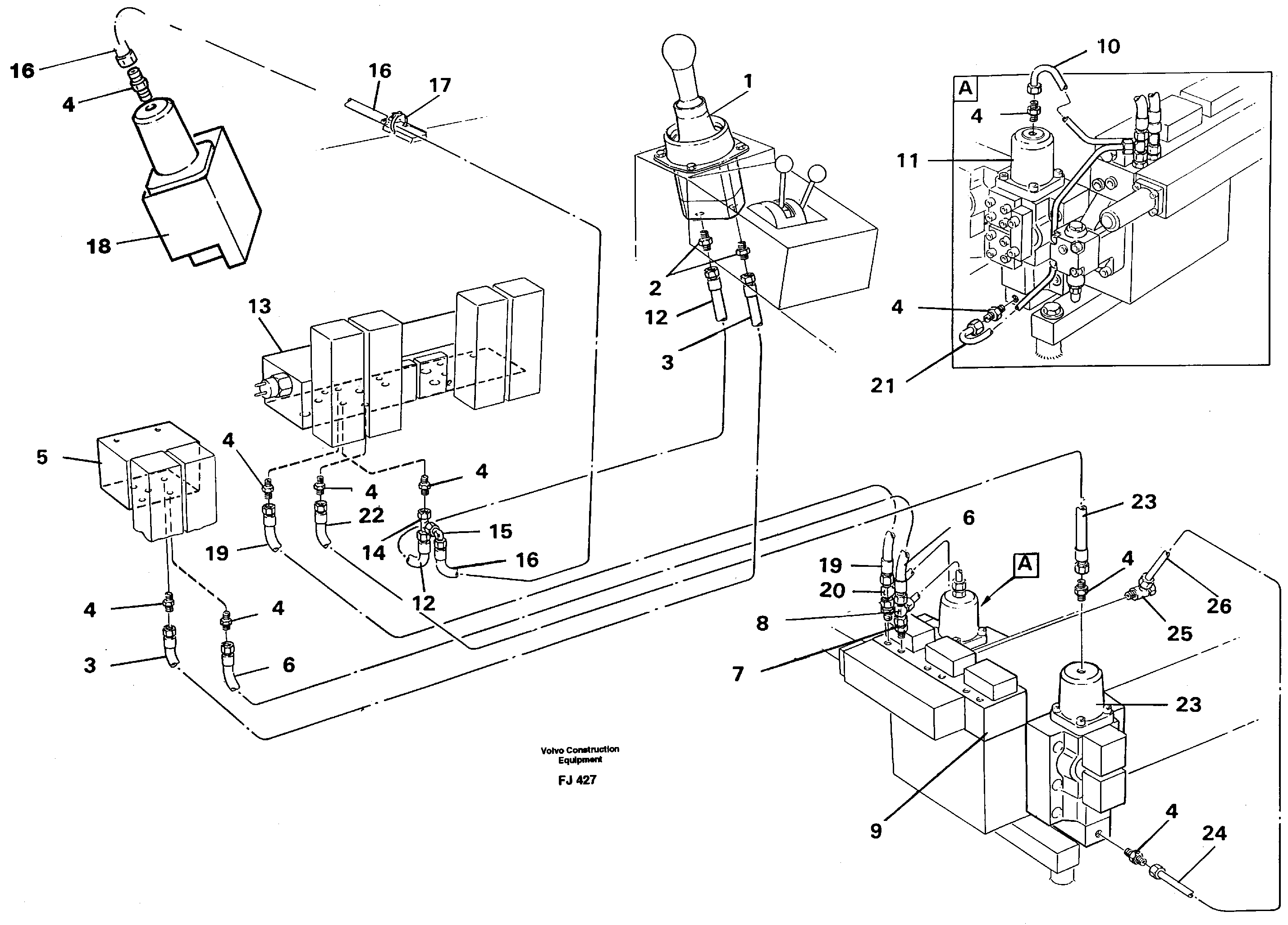 Servo hydraulics, boom — volvo parts diagram