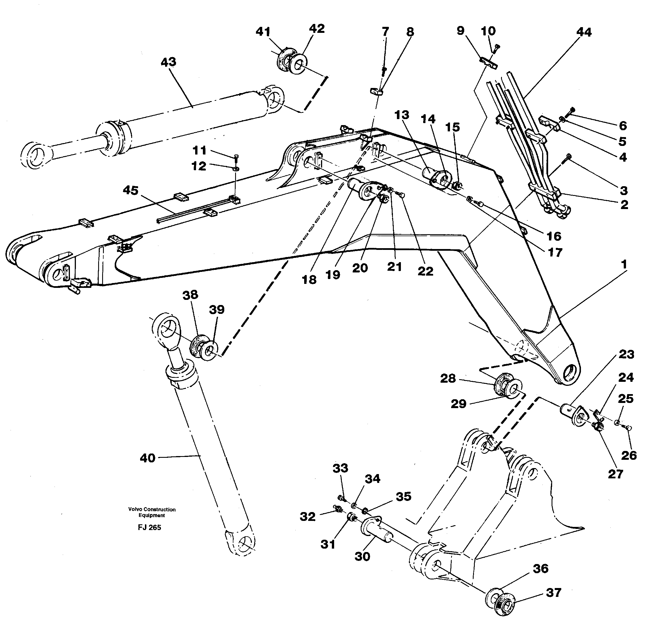 Backhoe boom 4,65m  14252242 — volvo parts diagram