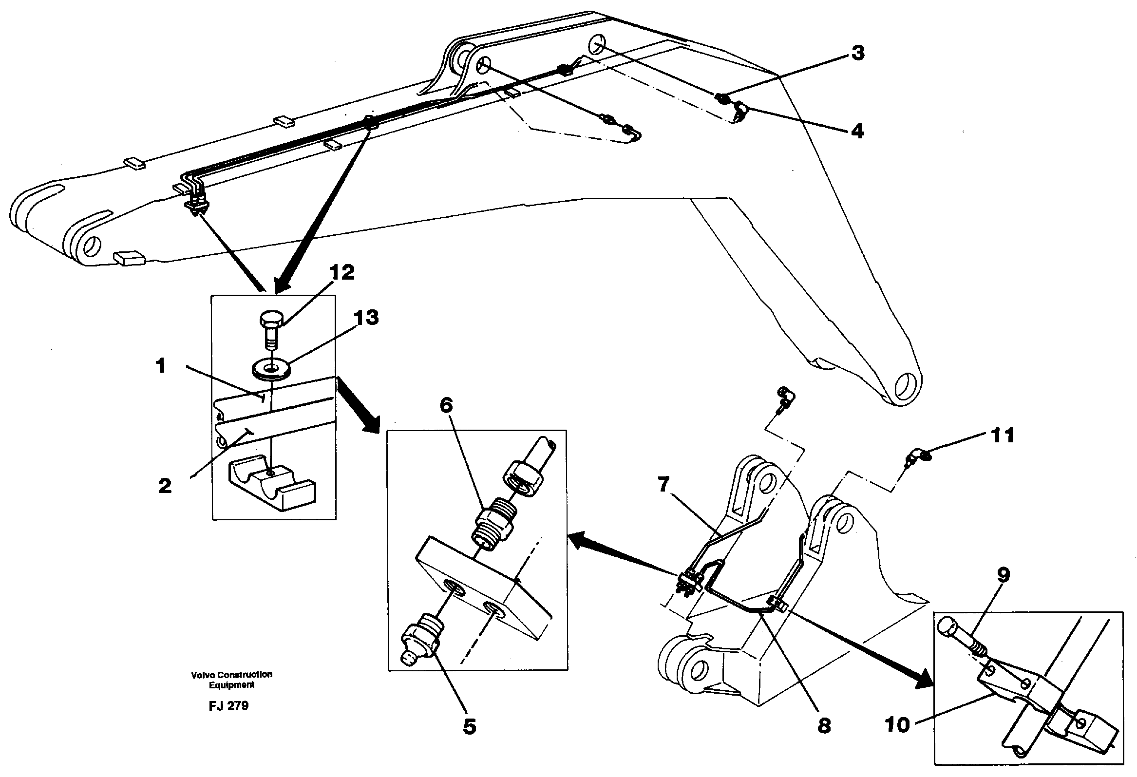 Backhoe lubricating 4,65m  14252242 — volvo parts diagram