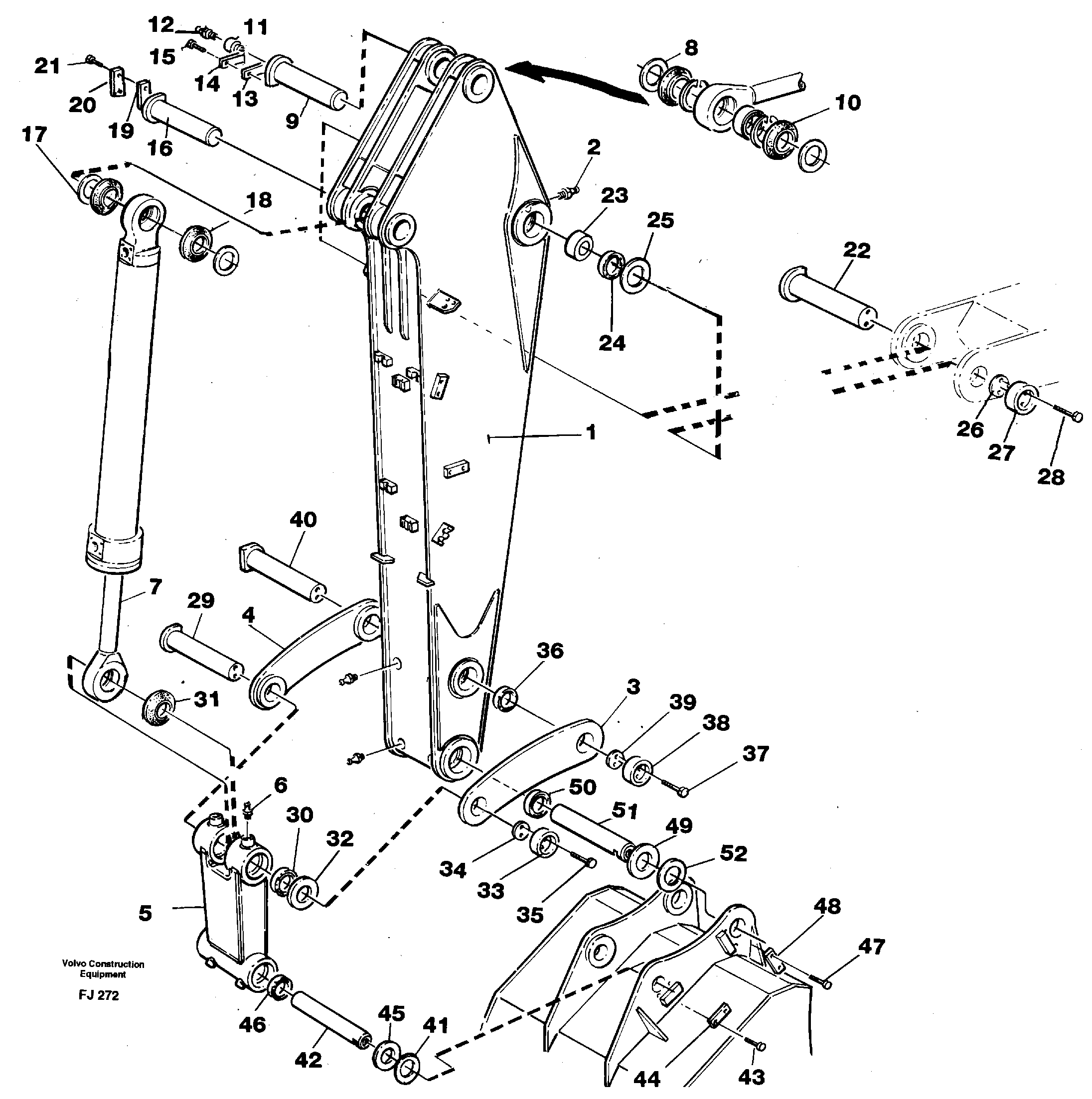Backhoe dipper arm 2.4m  14255878 — volvo parts diagram