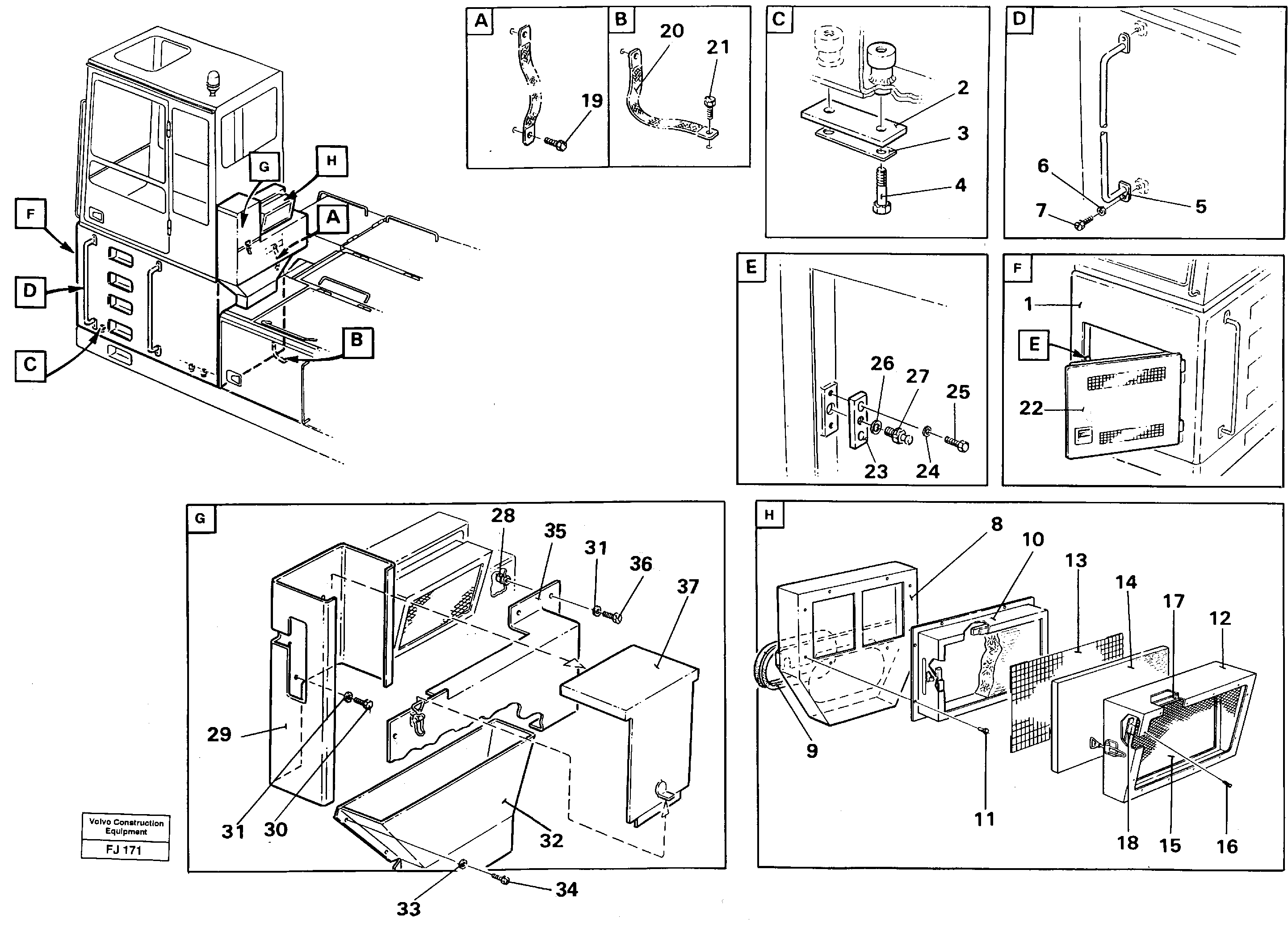 Cab elevation on superstructure, 1220 mm  14346560 — volvo parts diagram