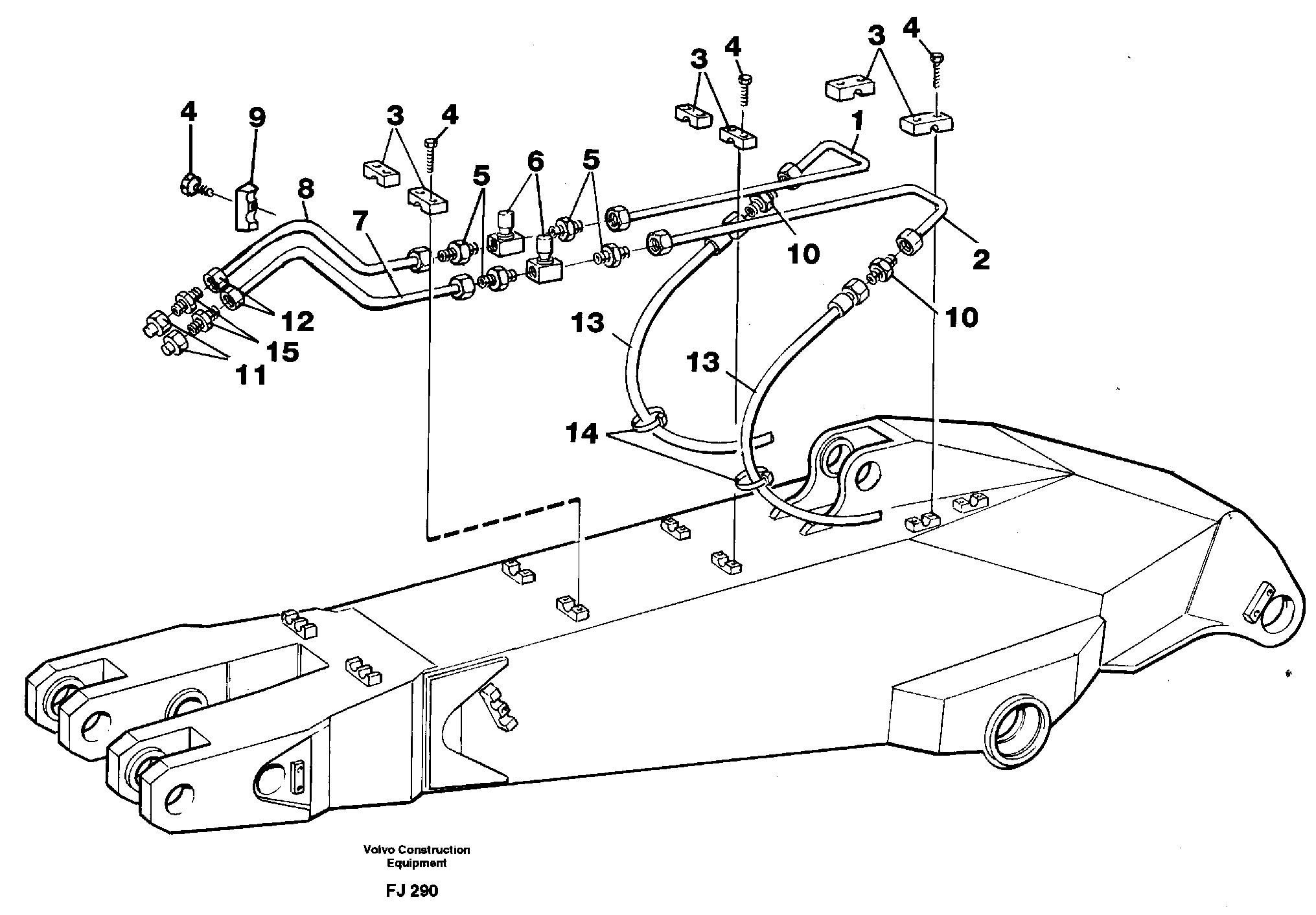 Slope bucket equipment ondipper 2.0 m, 2.4 m, 2,8 m. On rightside. — volvo parts diagram