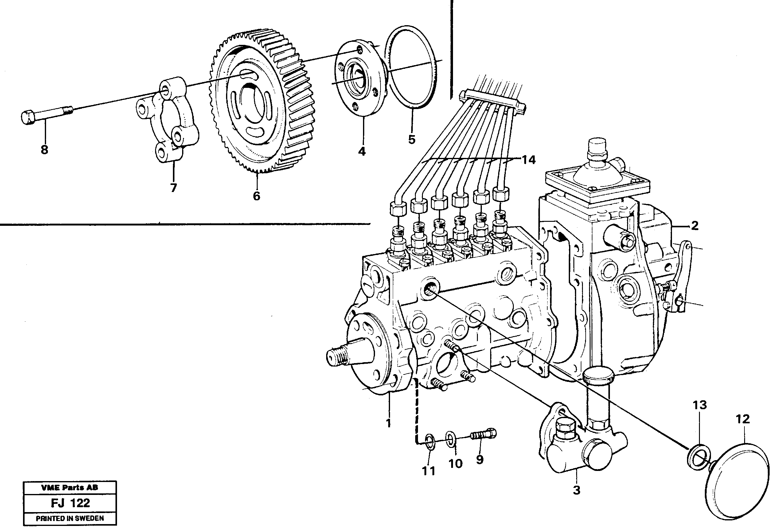 Injection pump with drive  TD 61 GE — volvo parts diagram