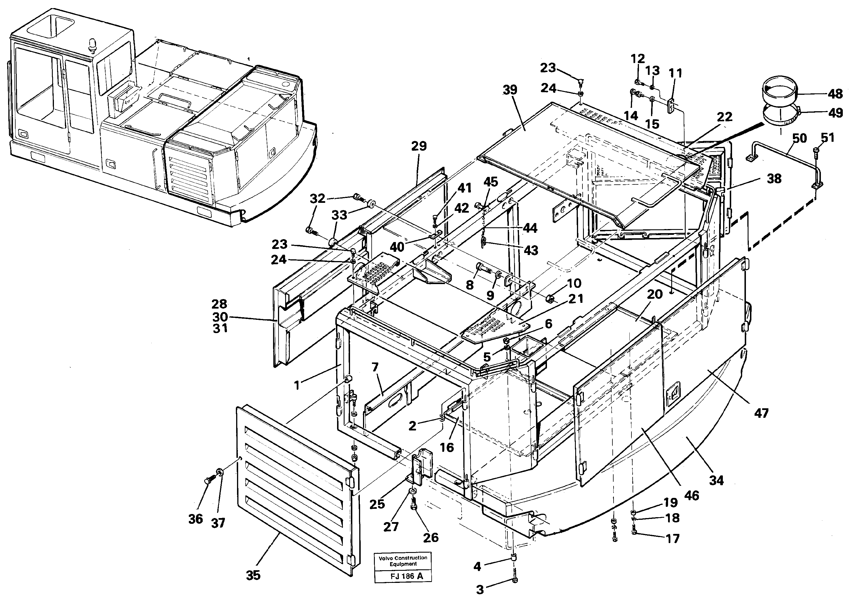 Frame, engine cover rear — volvo parts diagram