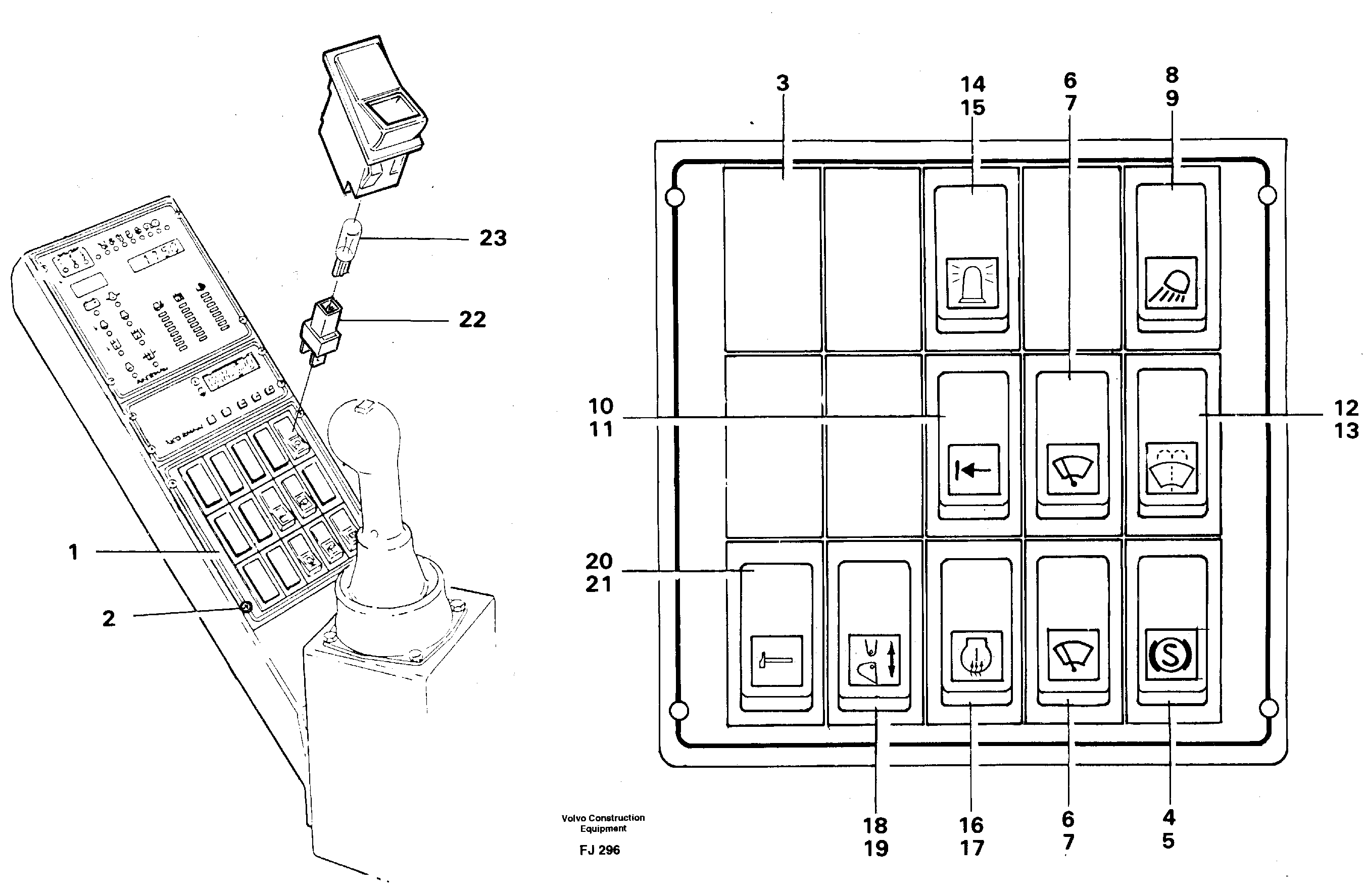 Toggle switch panel — volvo parts diagram