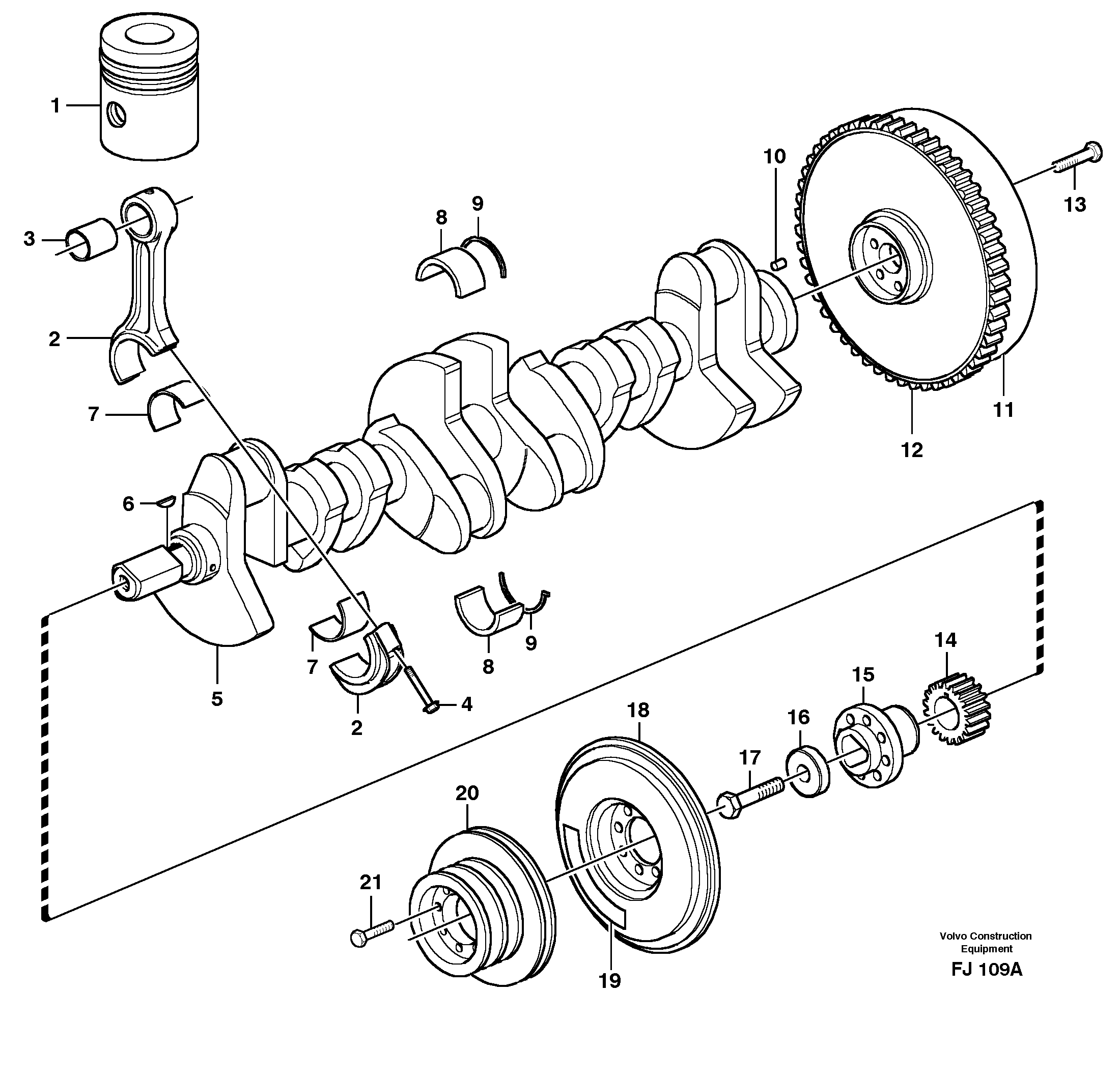 Crankshaft and related parts  TD 63 KHE — volvo parts diagram