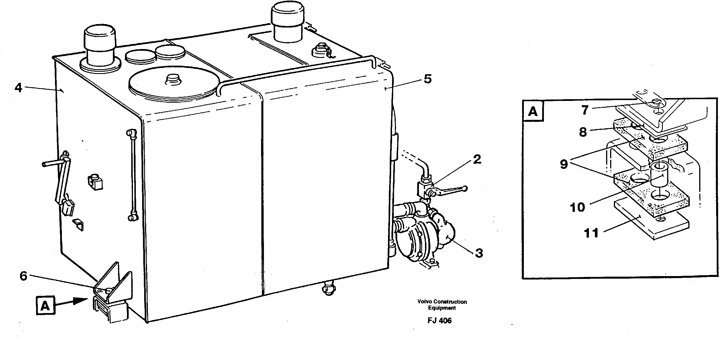 Hydraulik oiltank with tank pumps — volvo parts diagram