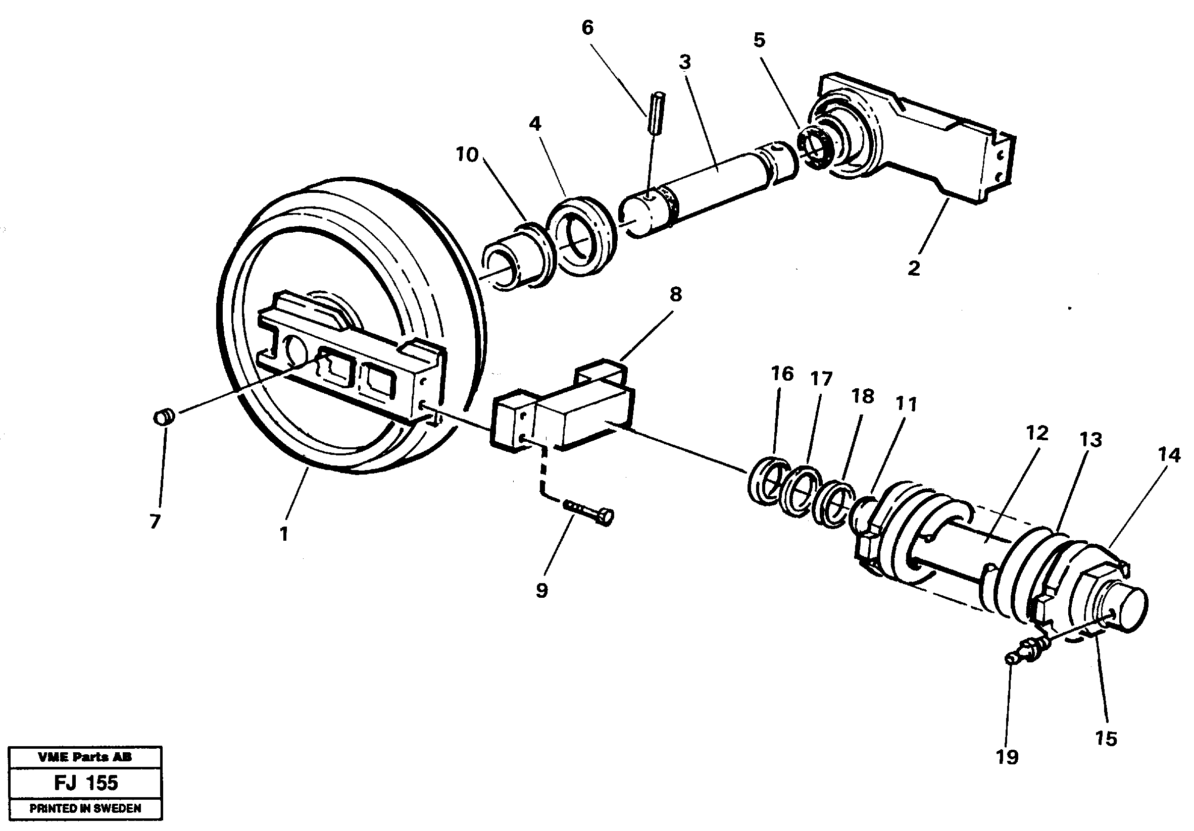 Front wheel, spring package and tension cylinder — volvo parts diagram