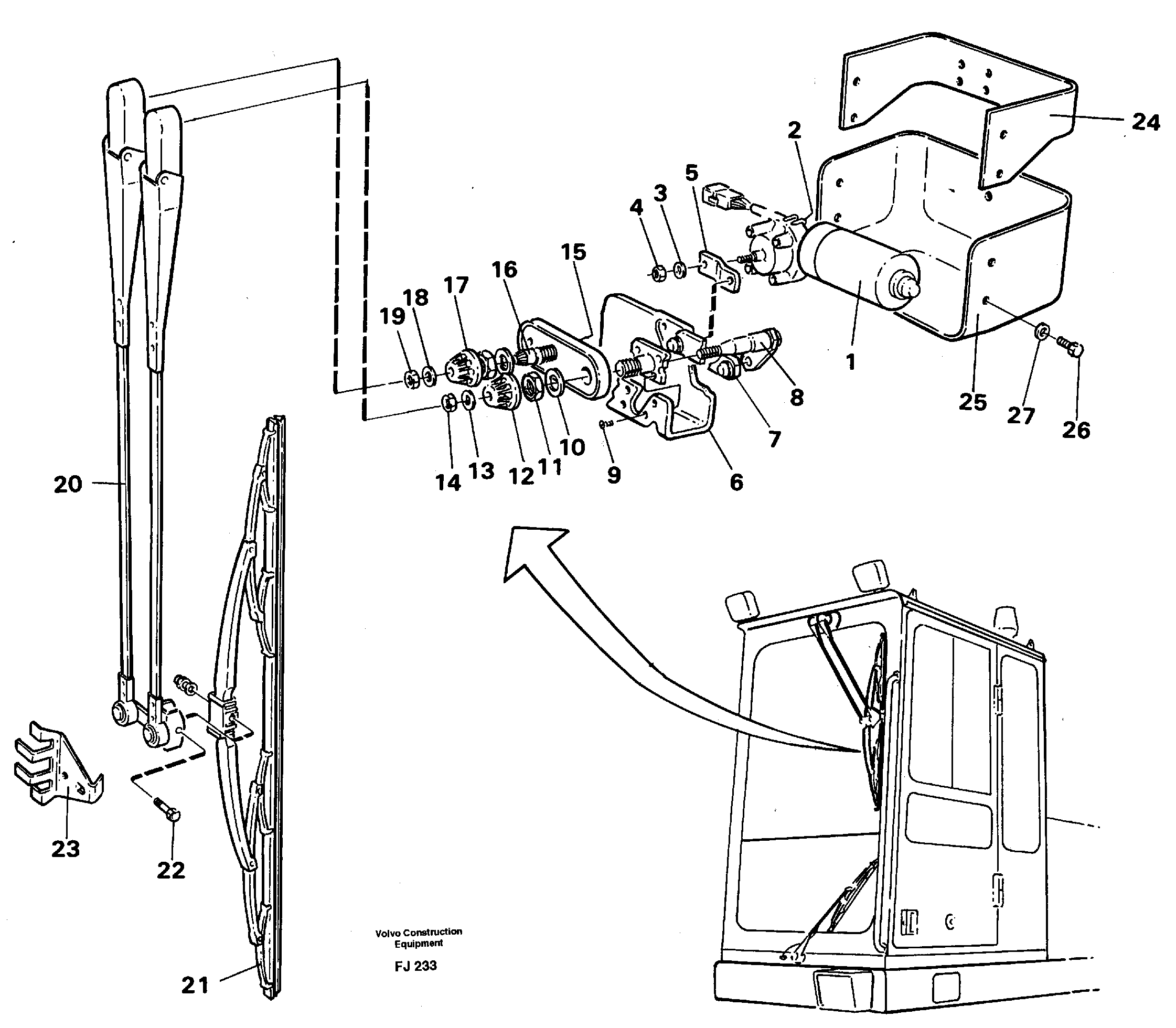 Windscreen wiper, upper — volvo parts diagram