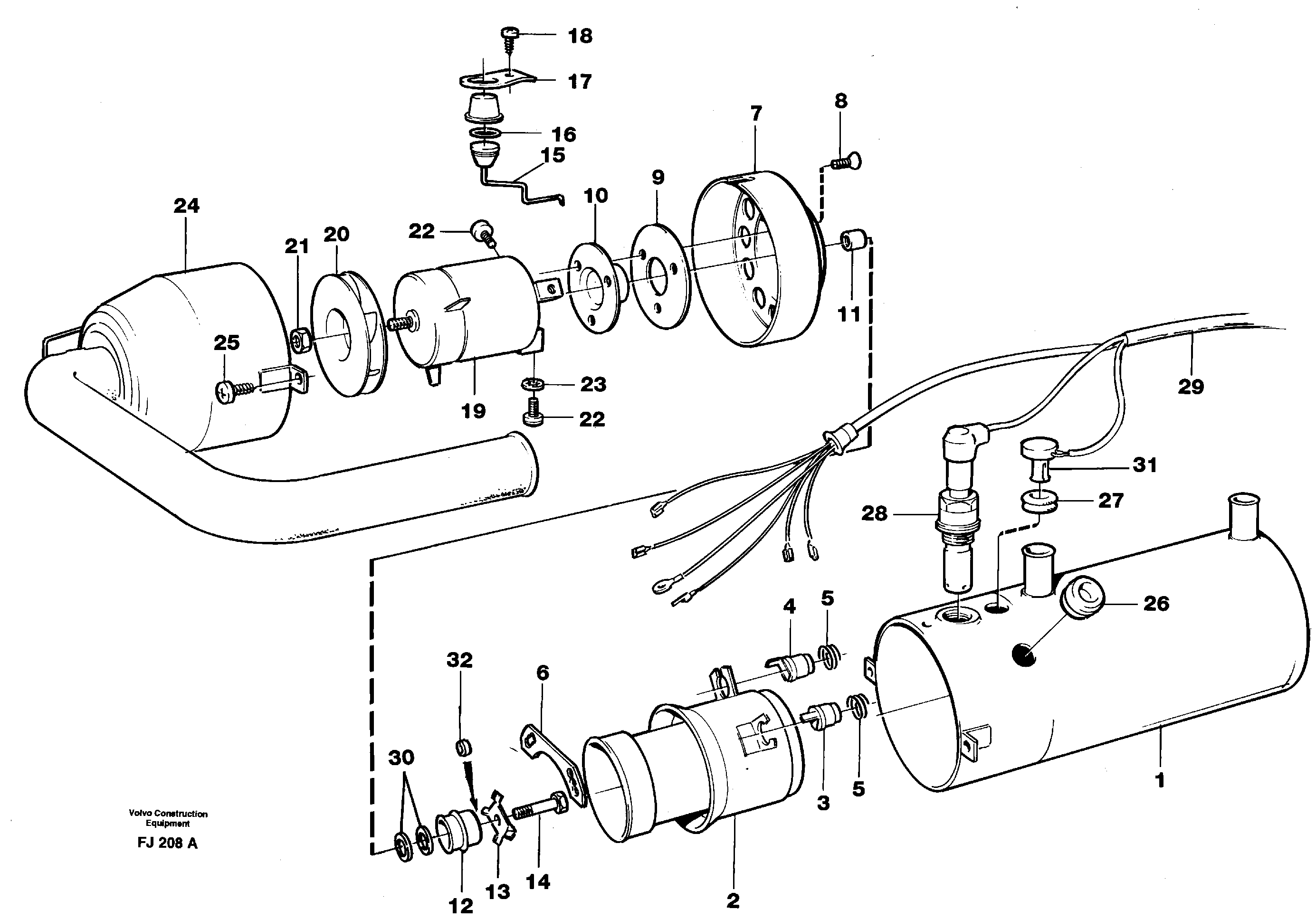 Heater, diesel  SER NO 2317- ,14264206 — volvo parts diagram
