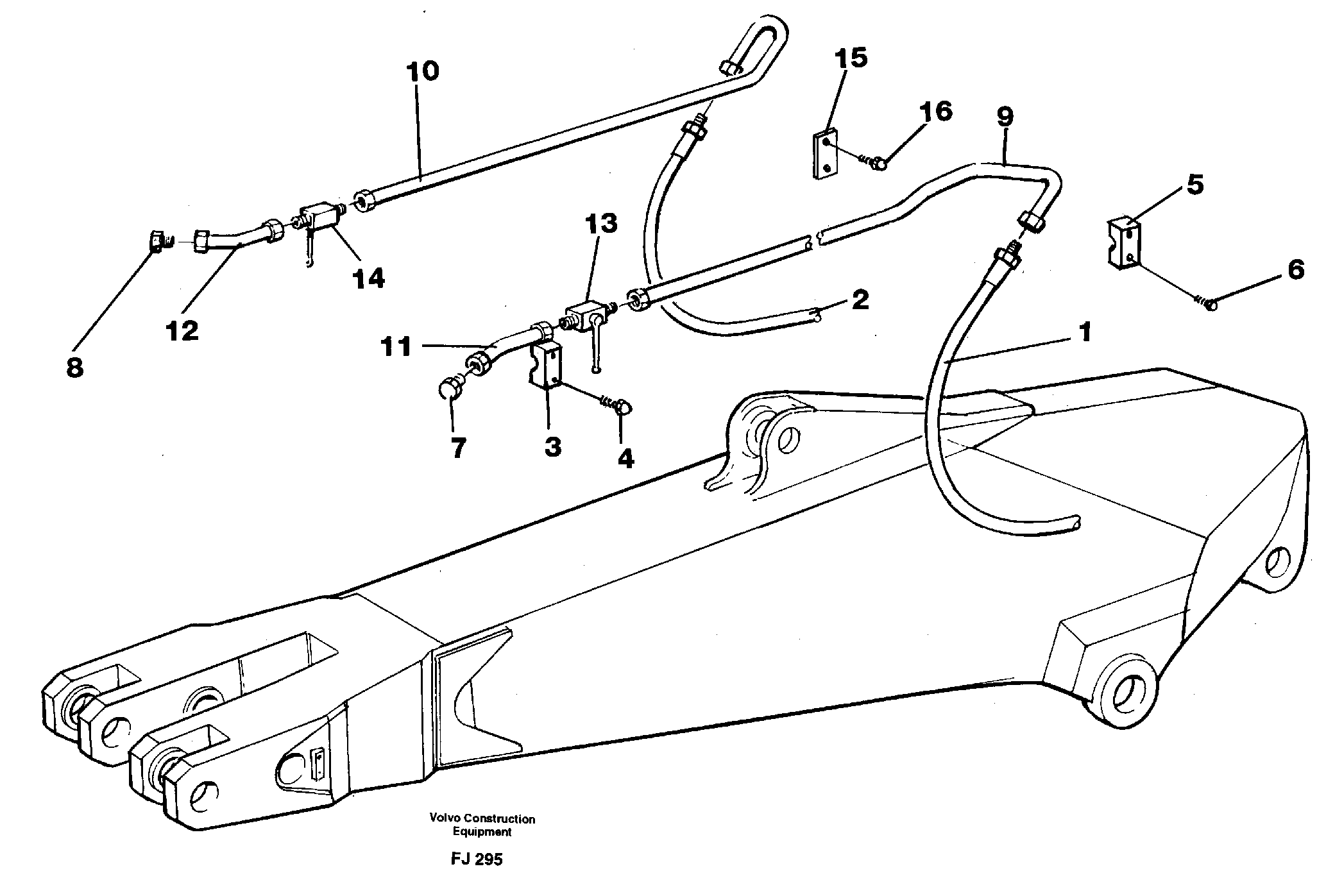 Hammer hydraulics for dipper arm incl. shut-offcocks. — volvo parts diagram
