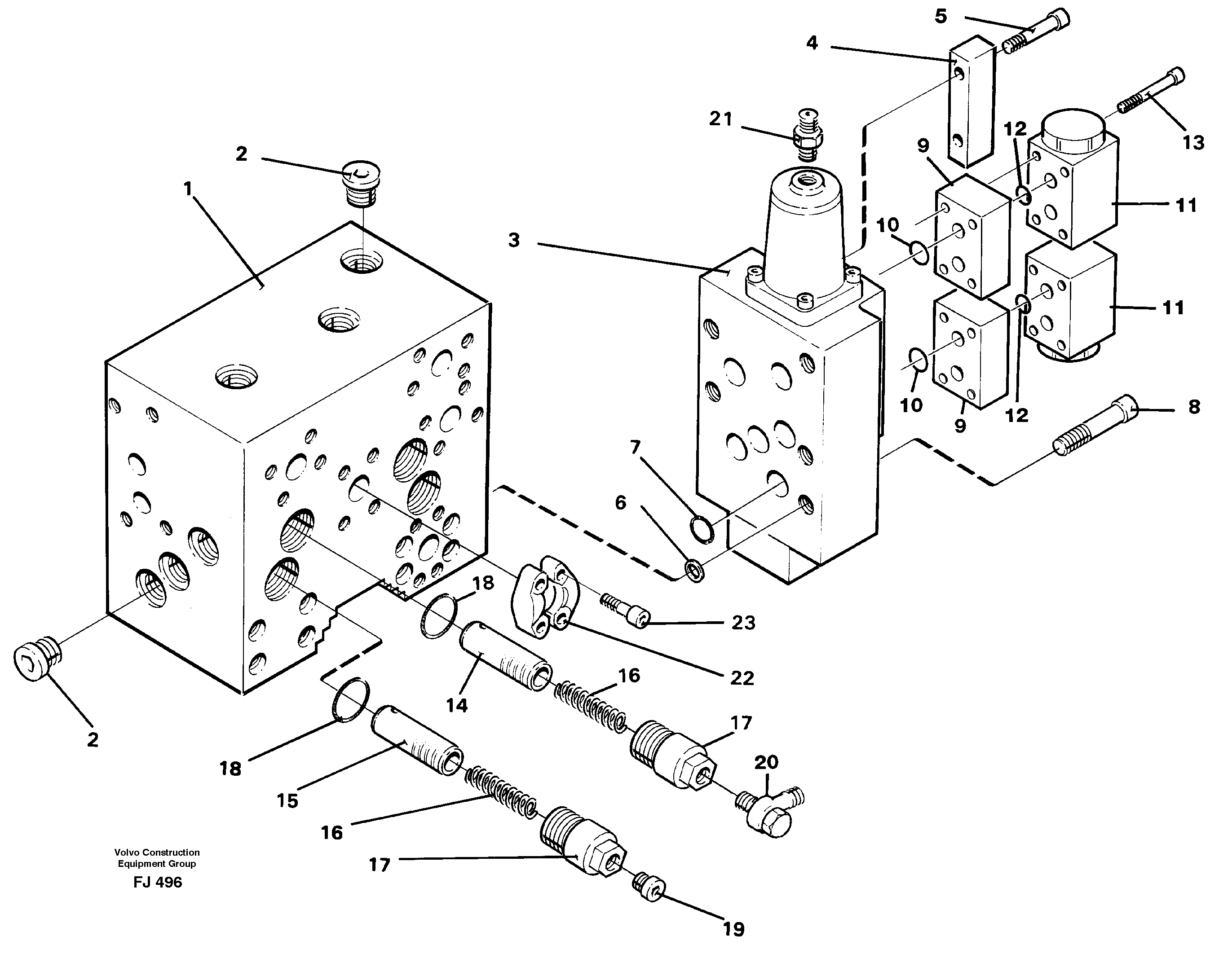 Control block, hammer and shears  14260165 — volvo parts diagram