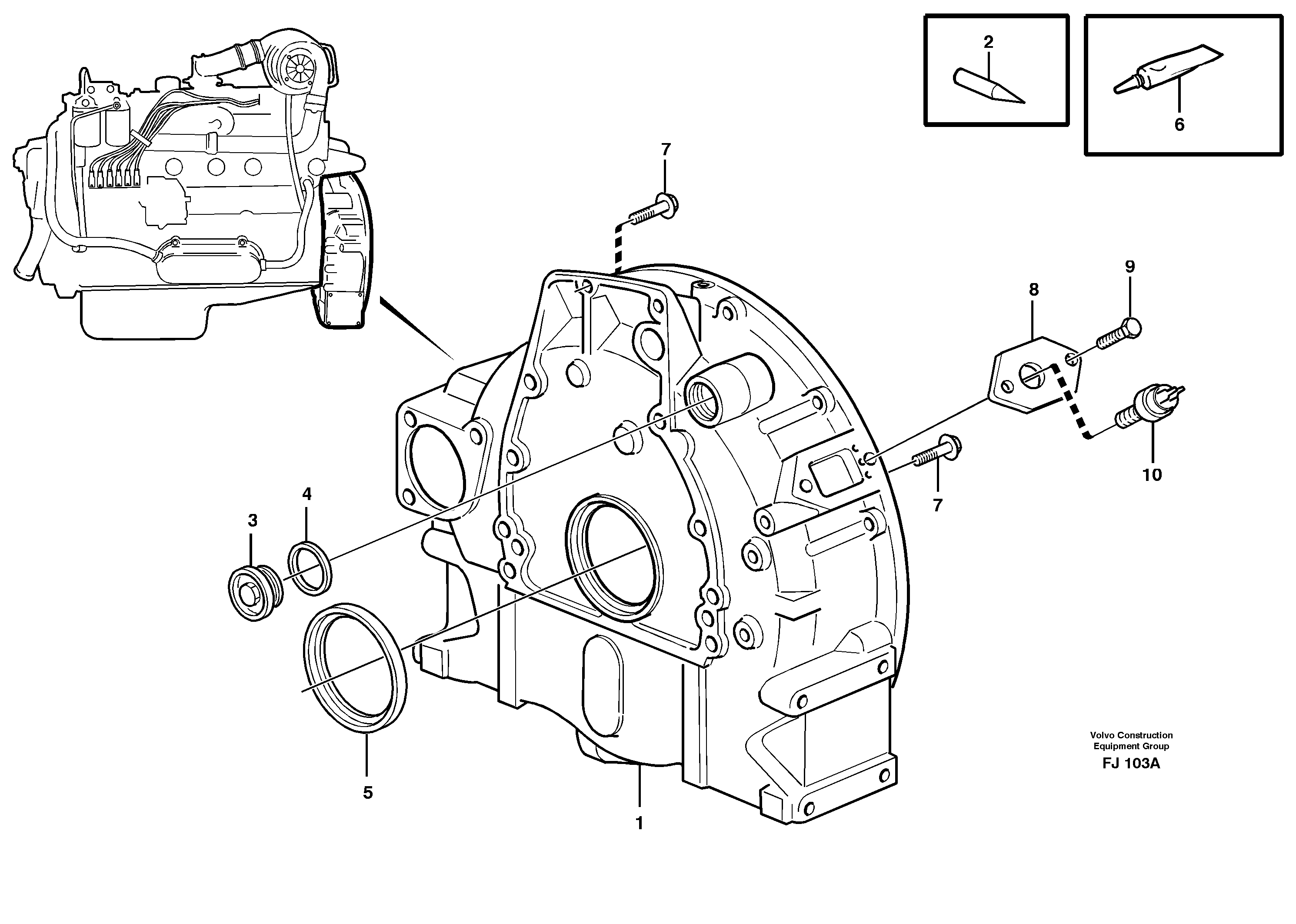 Flywheel housing — volvo parts diagram