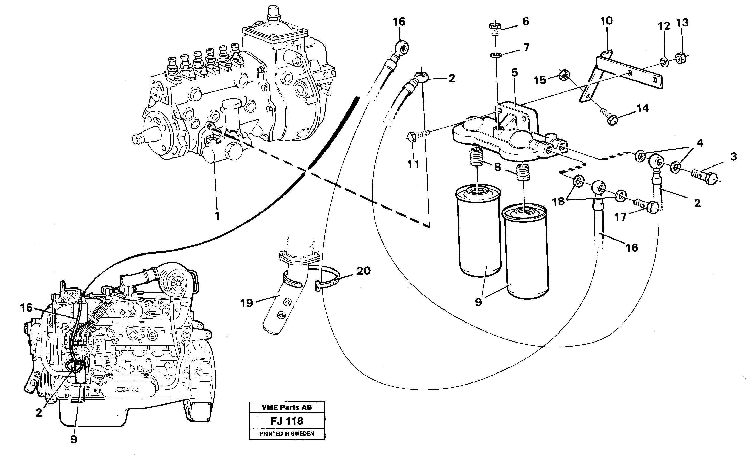 Extra fuel filter  14257924 — volvo parts diagram