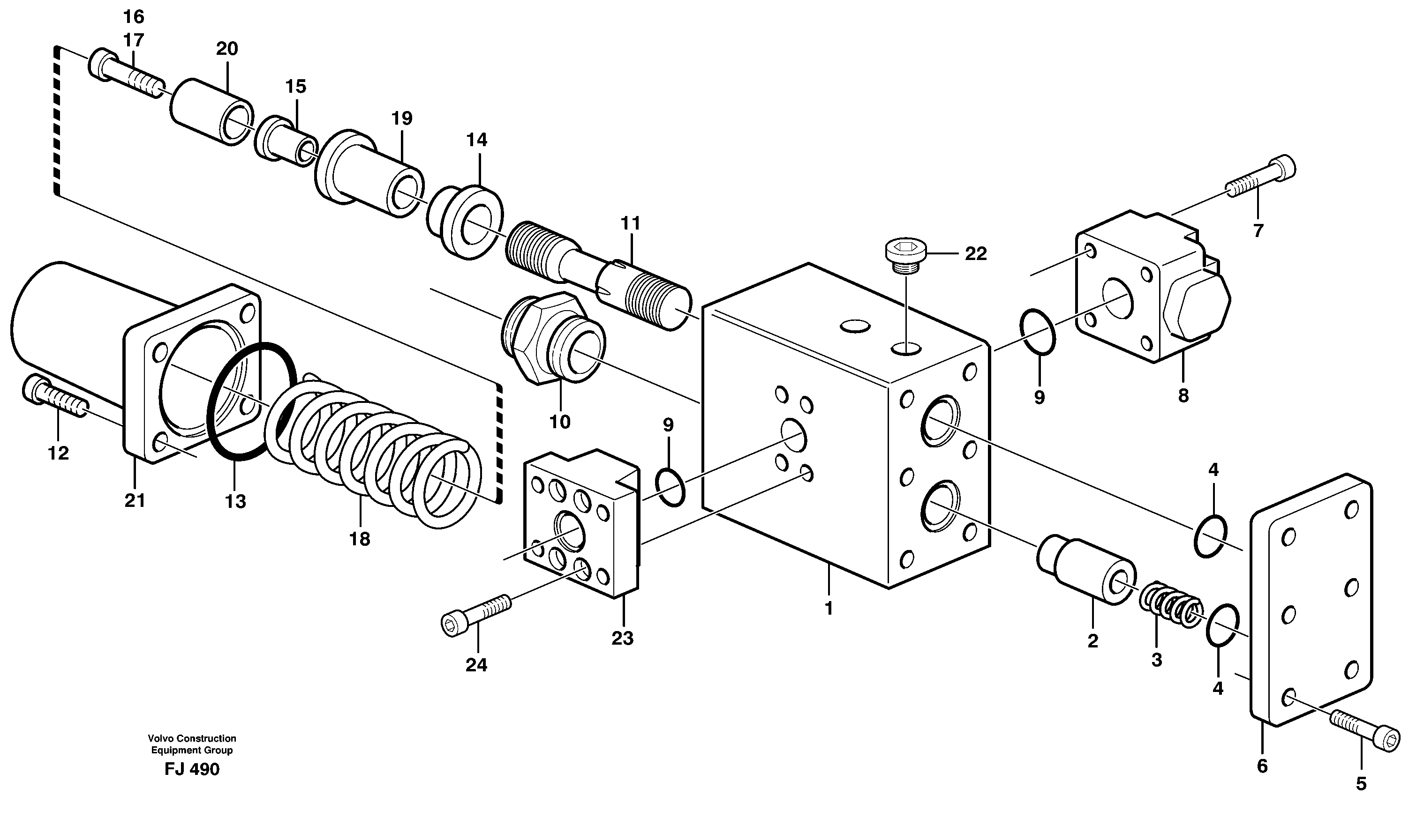 Hose rupture valve, dipper arm — volvo parts diagram