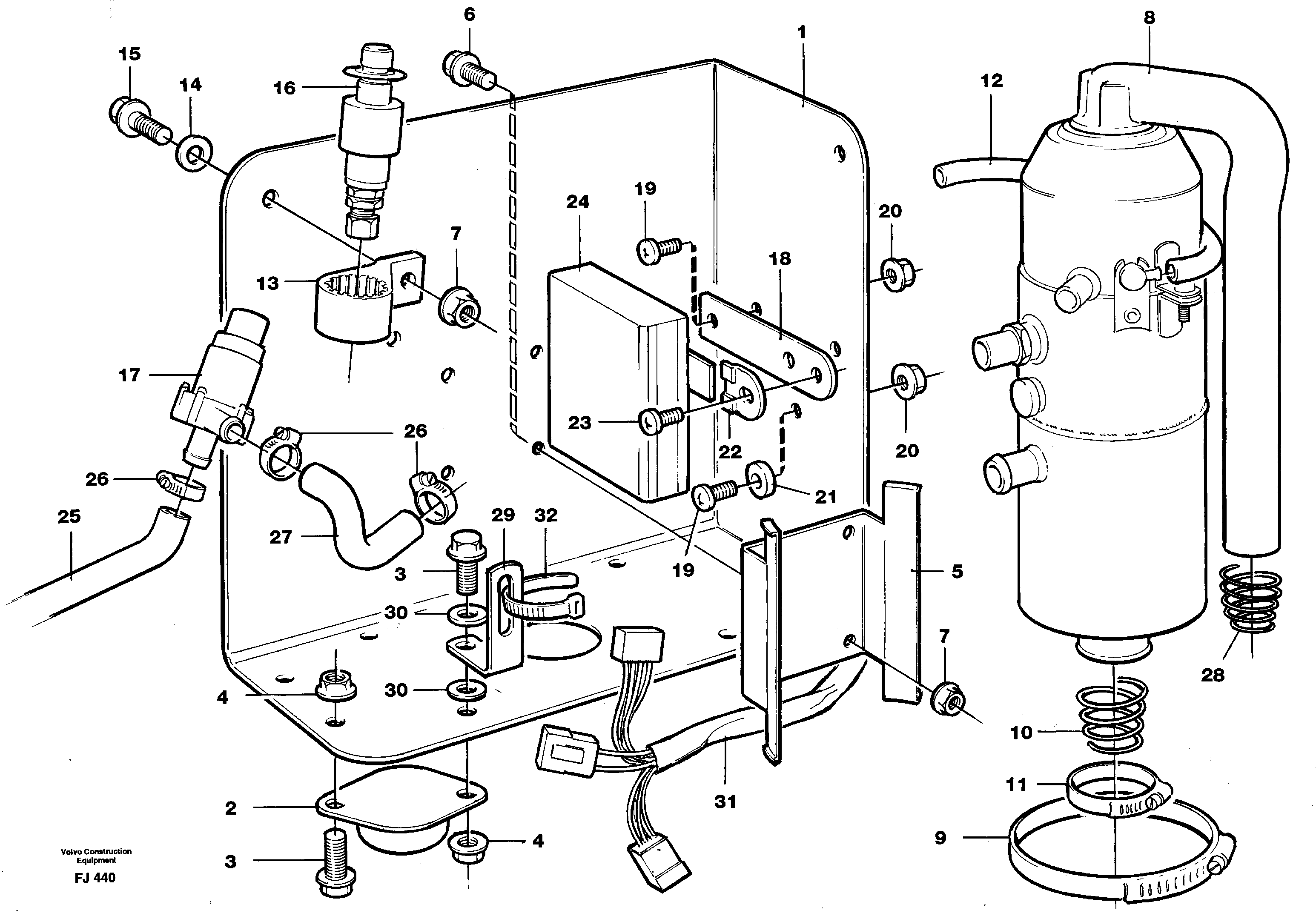 Heater, diesel  SER NO 2317- ,14264206 — volvo parts diagram