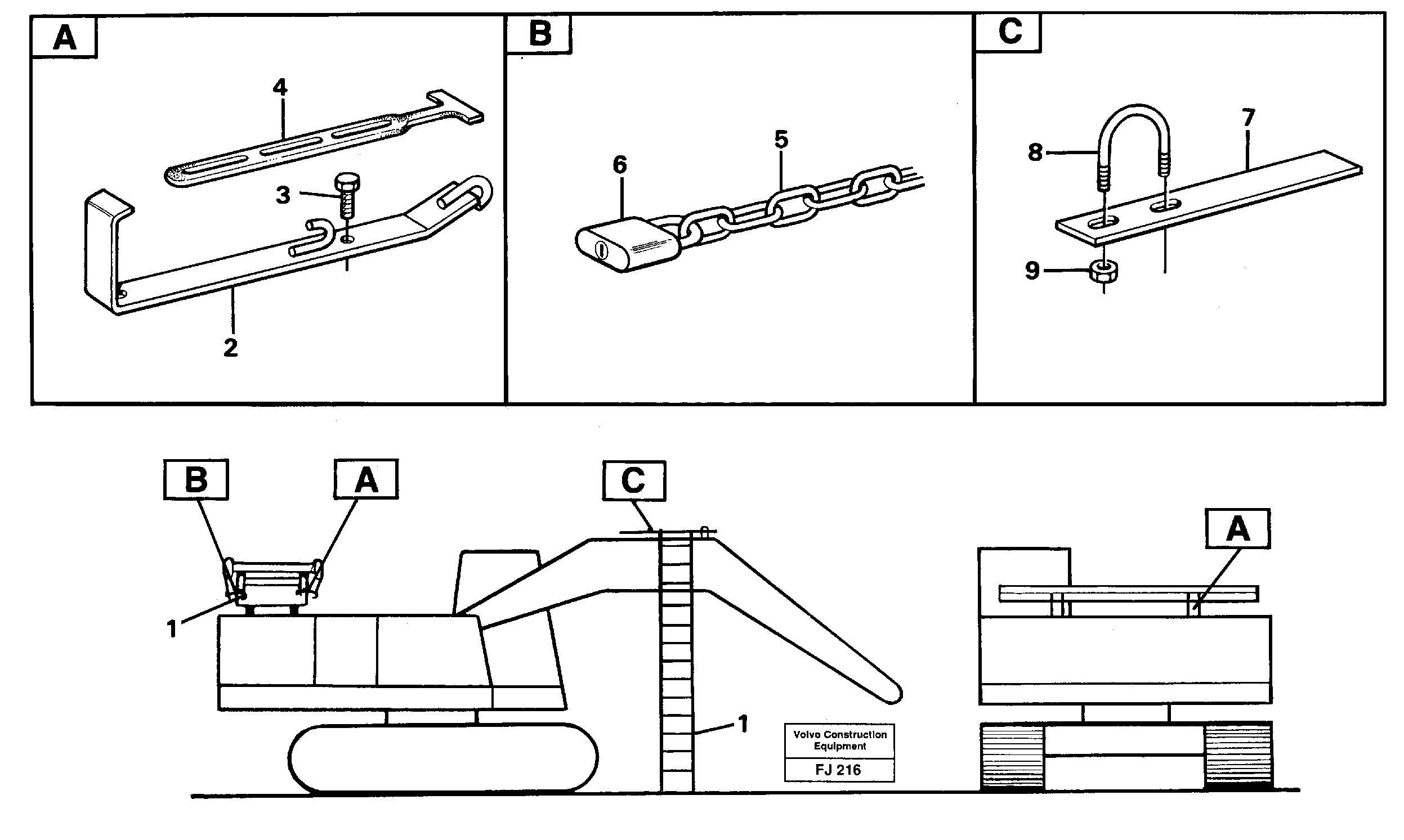 Ladder with cage  14022280 — volvo parts diagram
