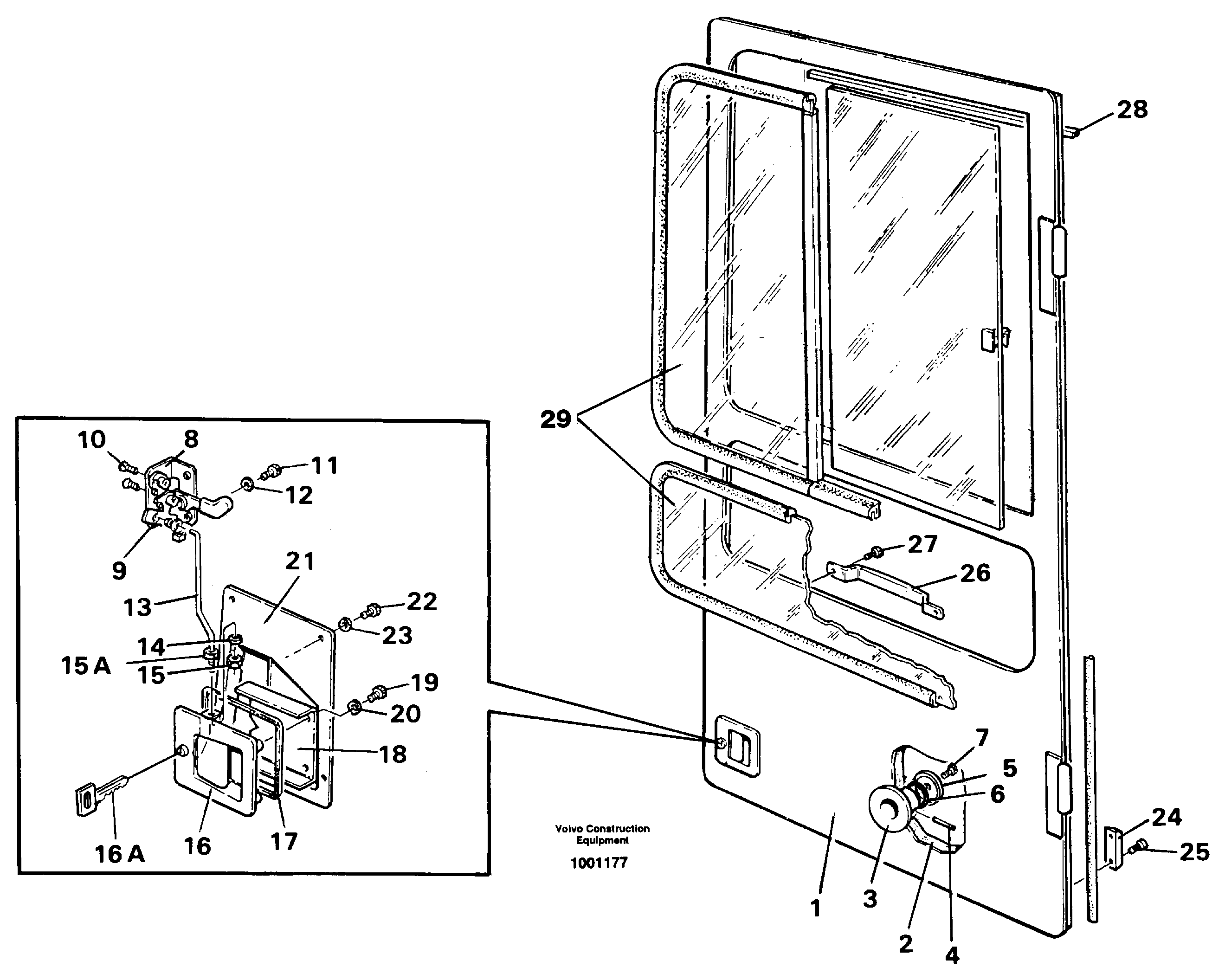 Door, operator's cab  SER NO 2233- — volvo parts diagram