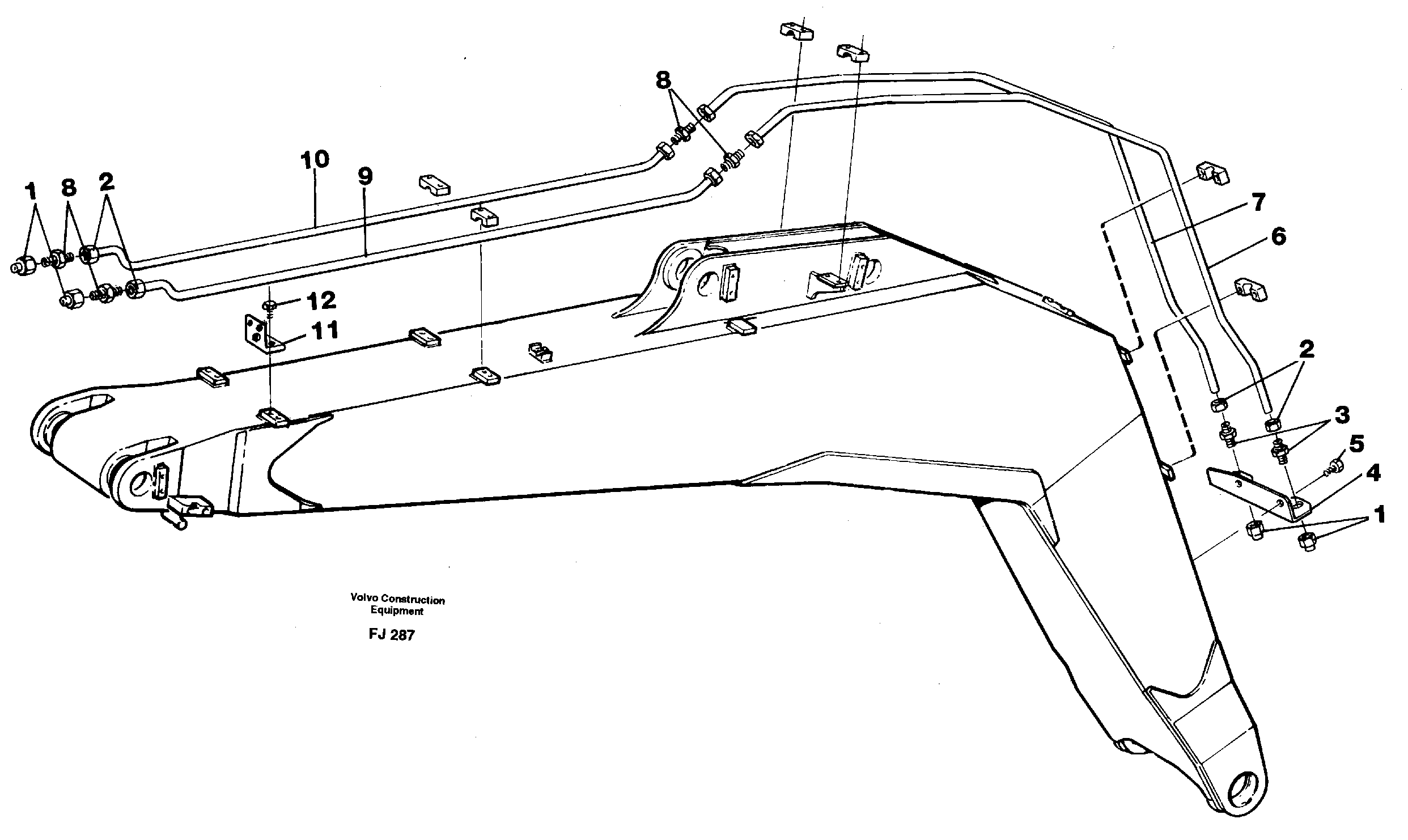 Slope bucket and grab equipment on boom, 4,65 mresp. 5.20 m — volvo parts diagram