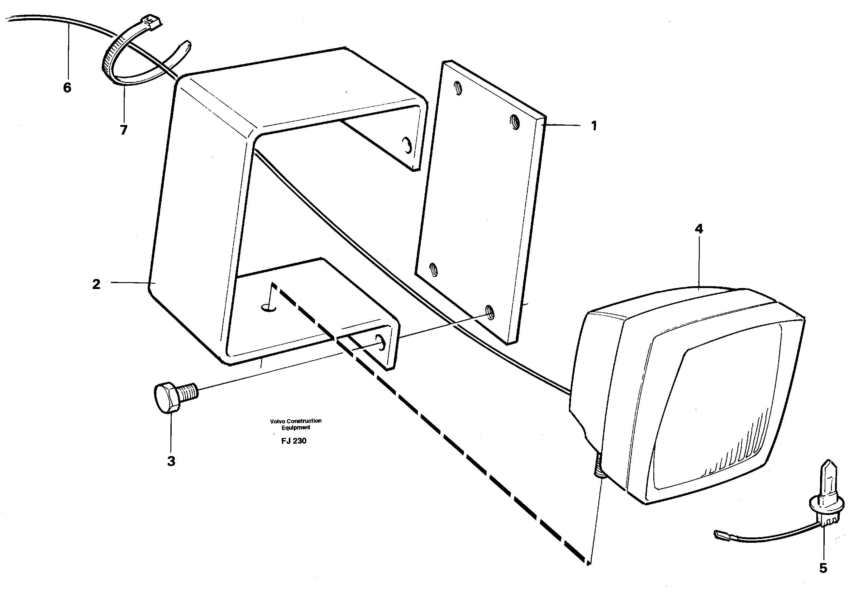 Working lamp on boom — volvo parts diagram