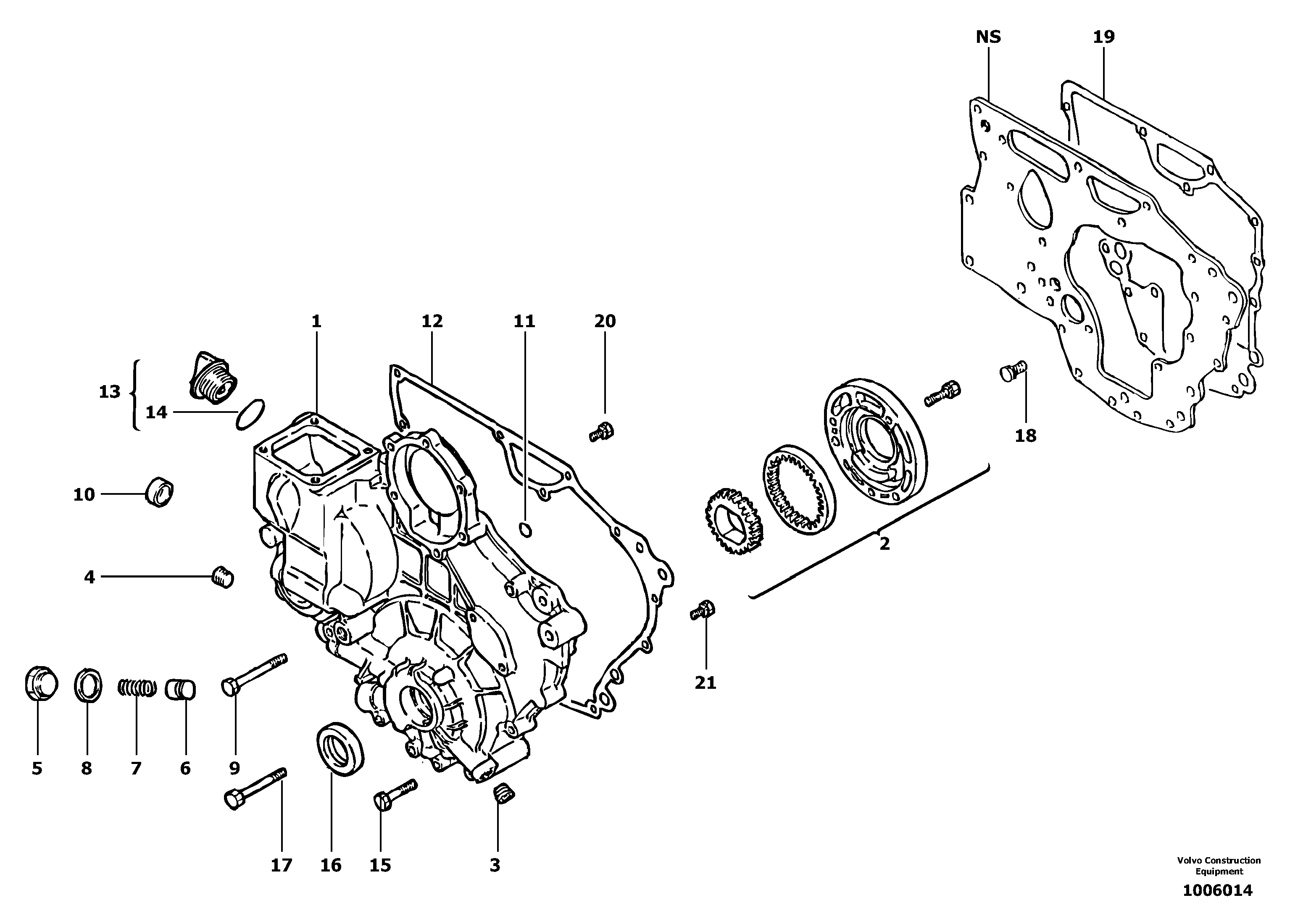 Timing gear casing — volvo parts diagram