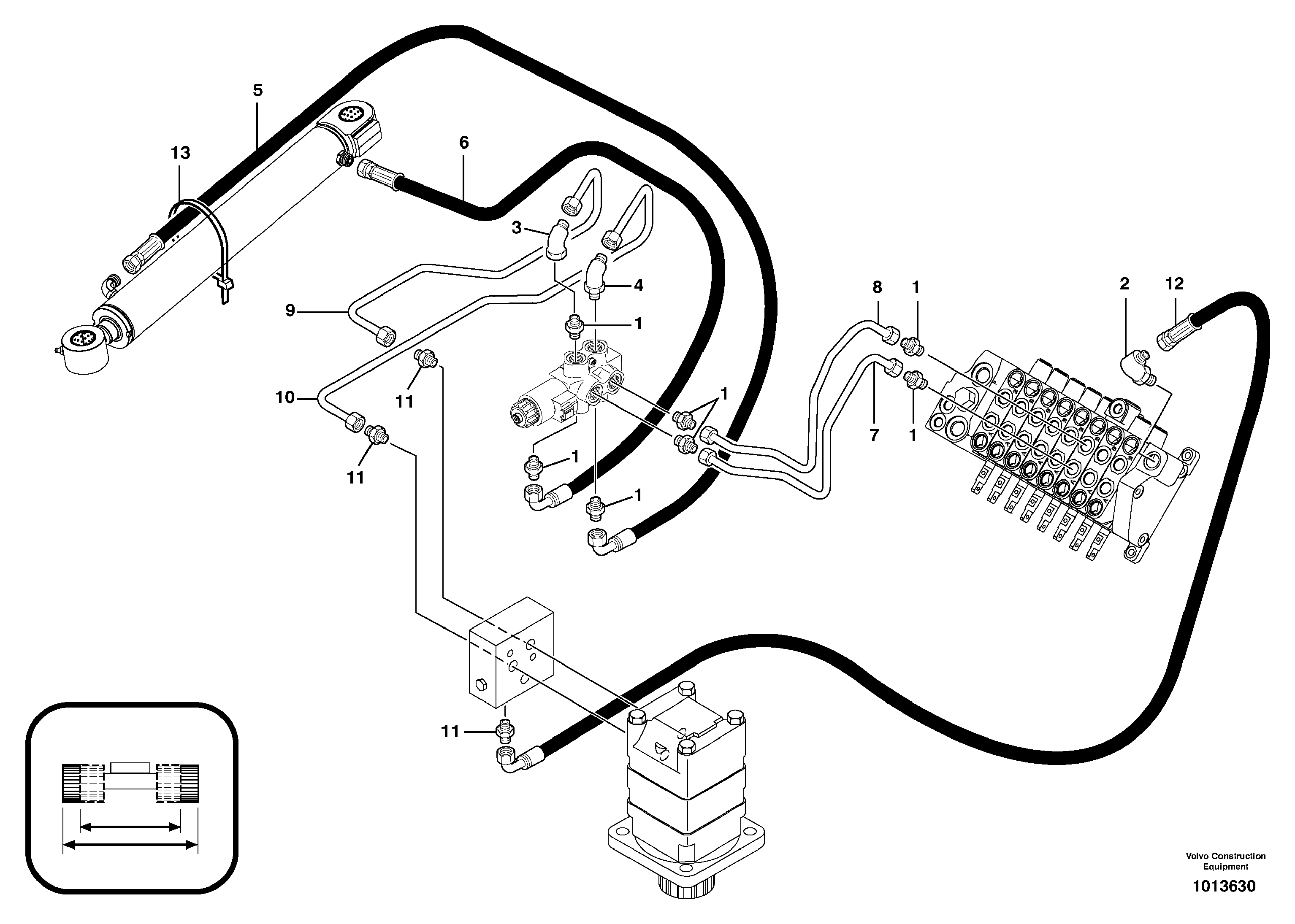 Hydr. circuit. ( boom slewing / offset ) — volvo parts diagram