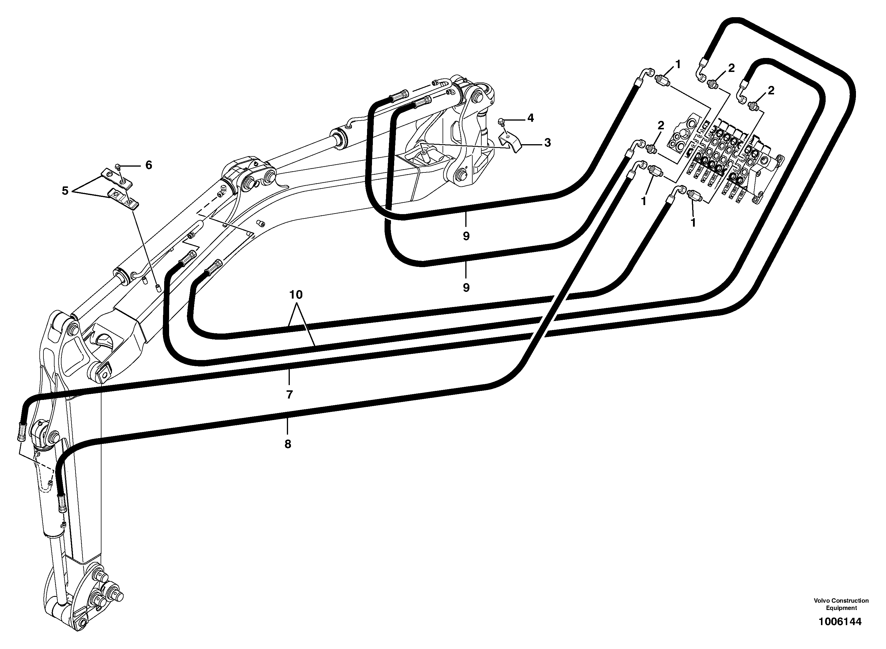 Hydr. circuit.( boom / dipper arm / bucket ) — volvo parts diagram