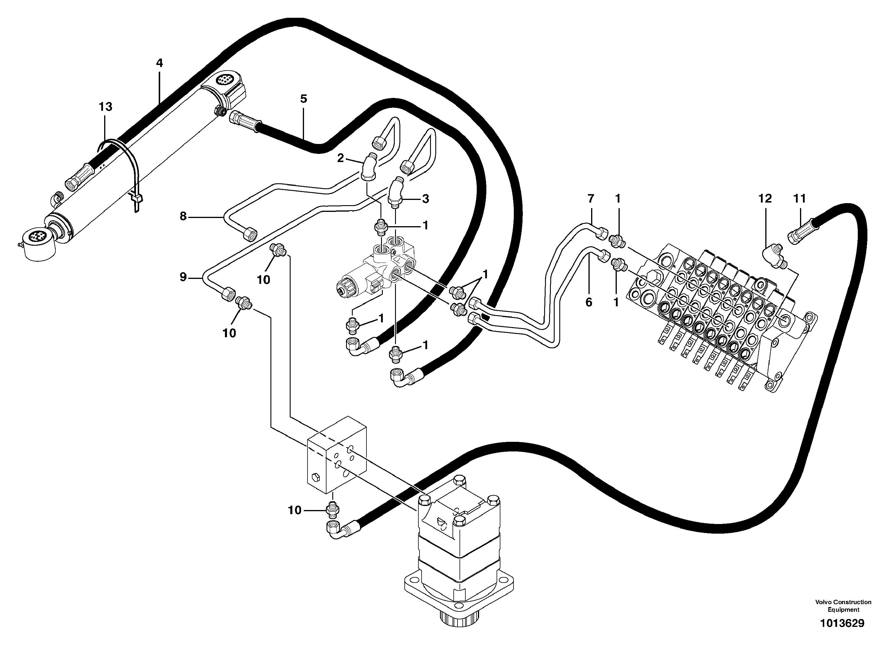 Hydr. circuit. ( boom slewing / offset ) — volvo parts diagram