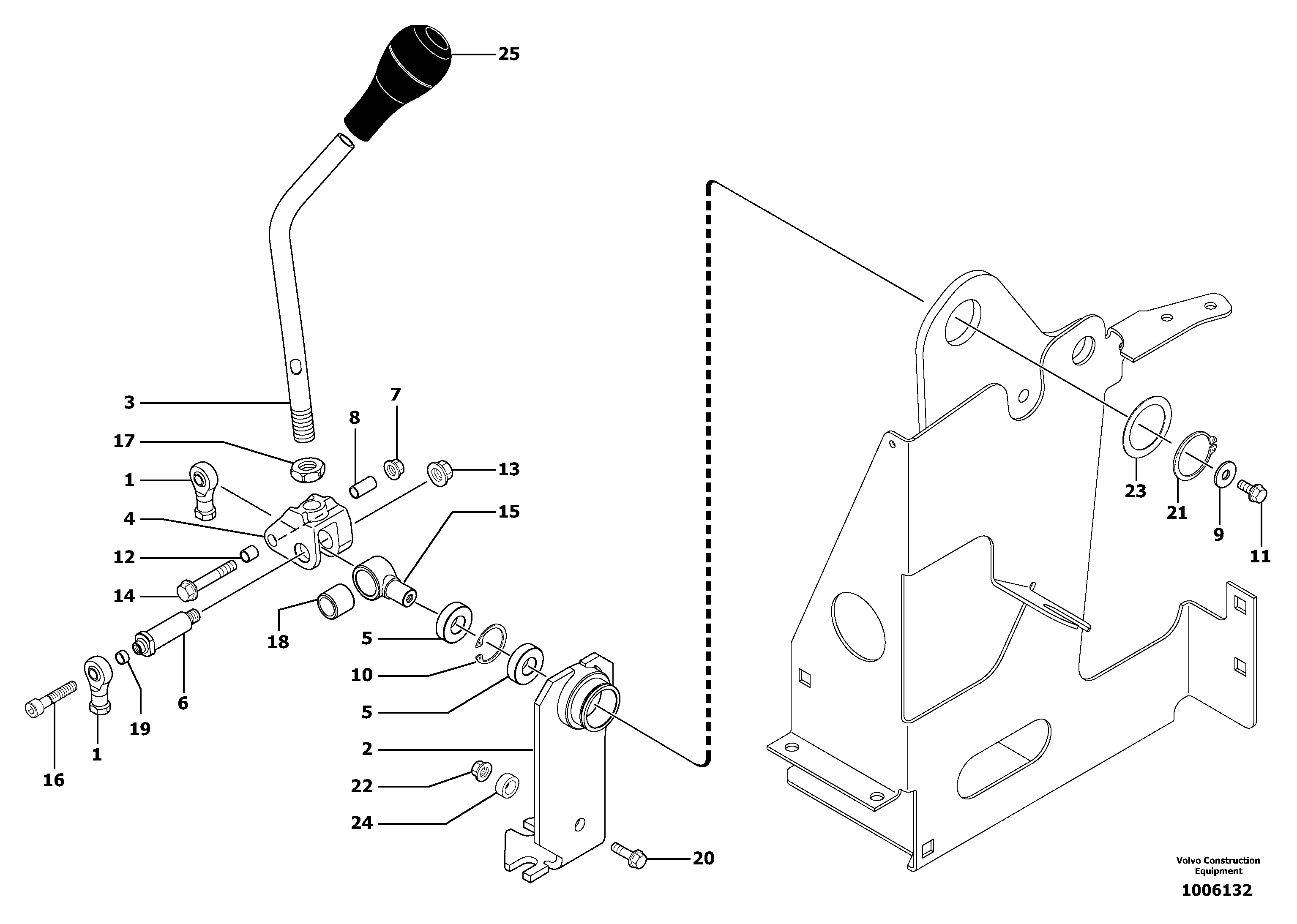 Control lever : boom / bucket ( right ) — volvo parts diagram